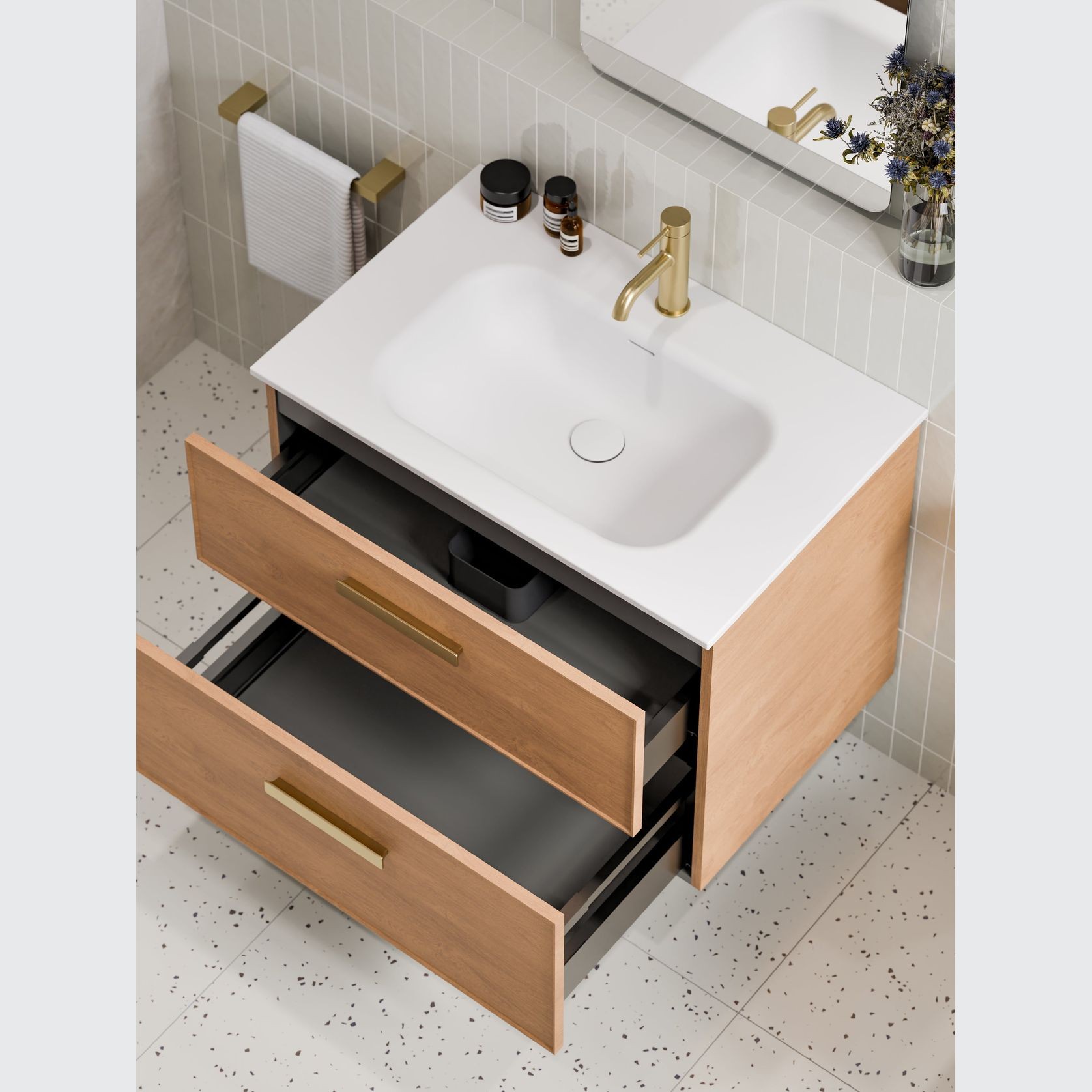 LINEARE 750 DOUBLE DRAWER VANITY | AXEL DRAWER FRONT gallery detail image