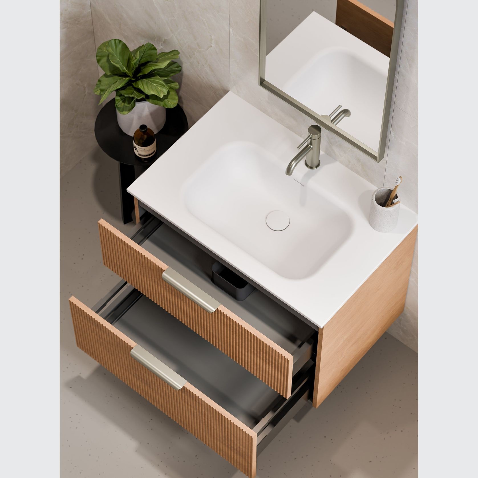 LINEARE 750 DOUBLE DRAWER VANITY | PILLAR DRAWER FRONT gallery detail image