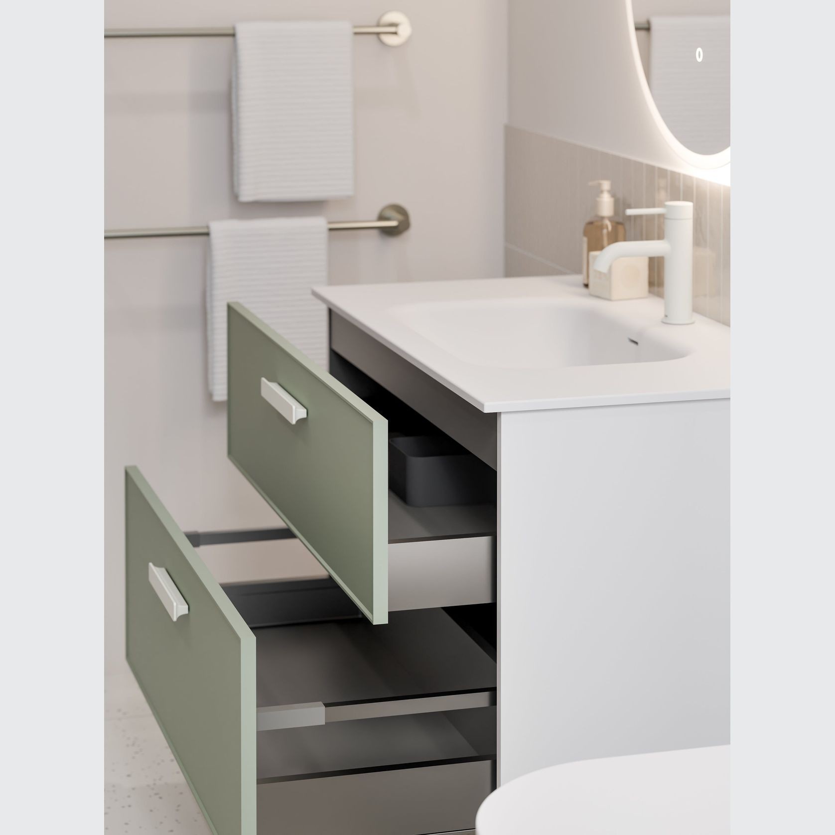 LINEARE 900 DOUBLE DRAWER VANITY | AXEL DRAWER FRONT gallery detail image