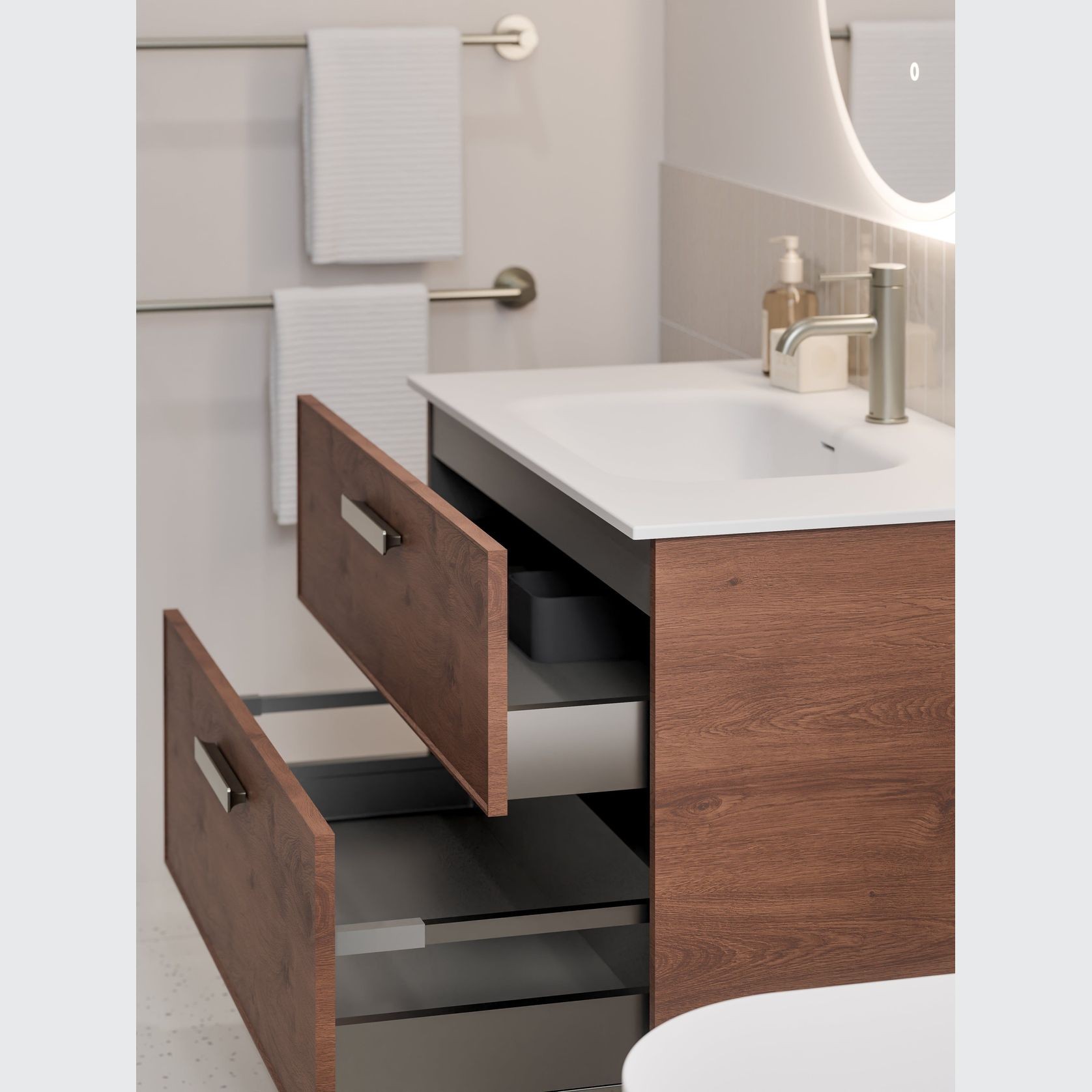 LINEARE 900 DOUBLE DRAWER VANITY | AXEL DRAWER FRONT gallery detail image
