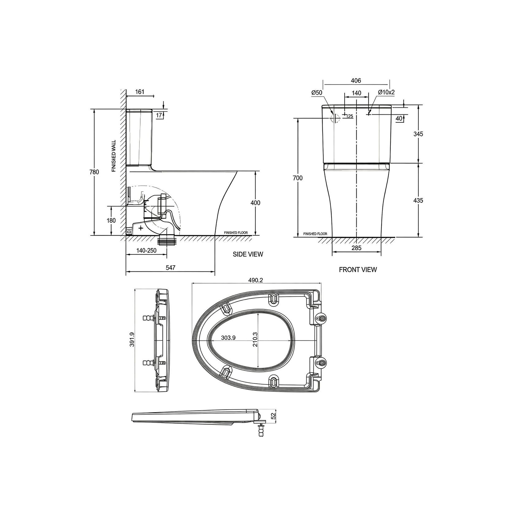 Signature Hygiene Rim CCBTW - Back Inlet with Std Seat gallery detail image