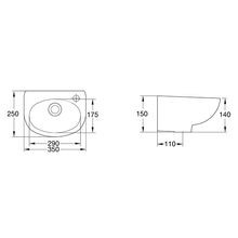 Studio 350 Wall Basin - 1 Tap Hole - Overflow - Inc Fixing Kit gallery detail image