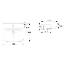 Cygnet 500 Semi Recessed Basin - 1 Taphole - Overflow gallery detail image