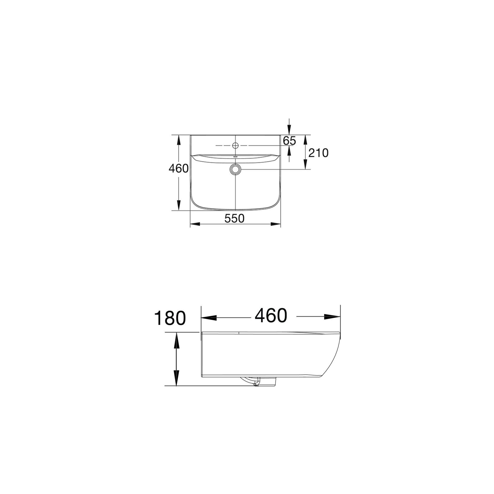 Cygnet 550 Wall Basin - No Taphole - Overflow - Inc Fixing Kit gallery detail image