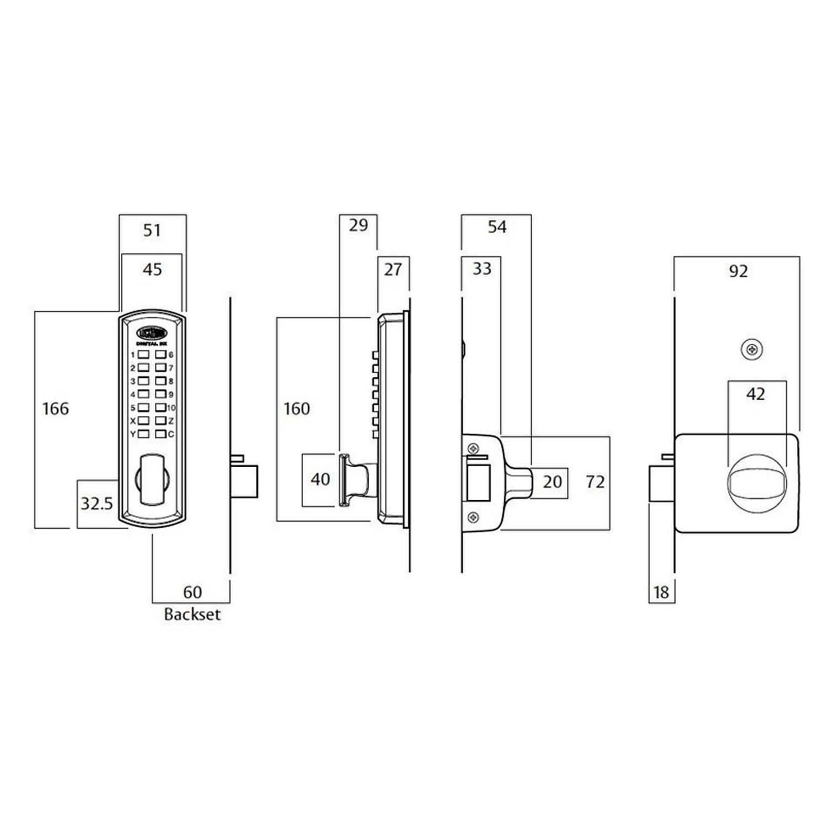 Lockwood Digital Lockset Lever Open Out Strike 002-4LDXSC gallery detail image