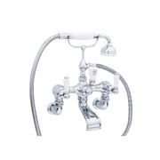 Perrin & Rowe - Wall-Mounted Bath Mixer With Handshower In Cradle & Lever Taps gallery detail image