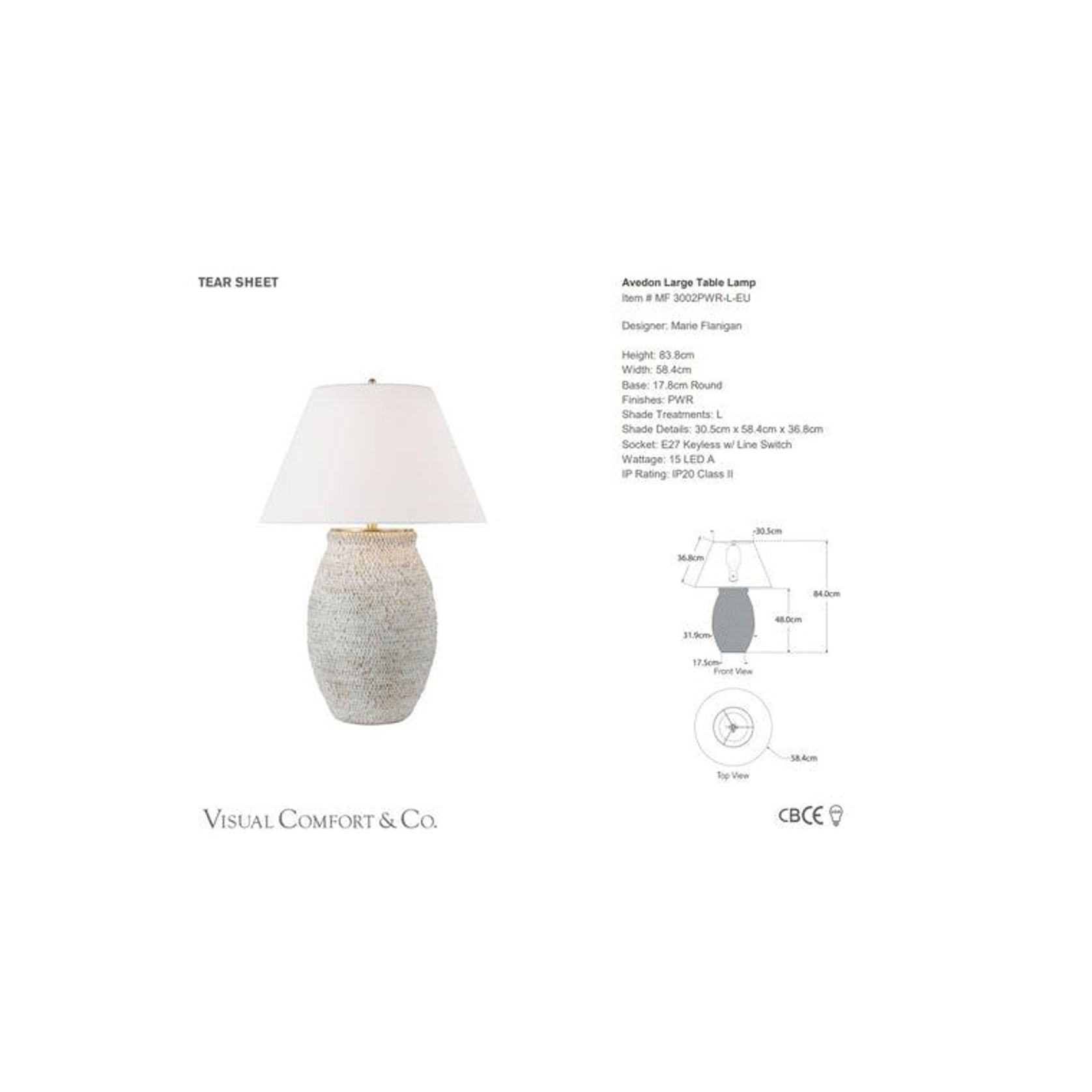 Visual Comfort Marie Flanigan Avedon Large Table Lamp gallery detail image