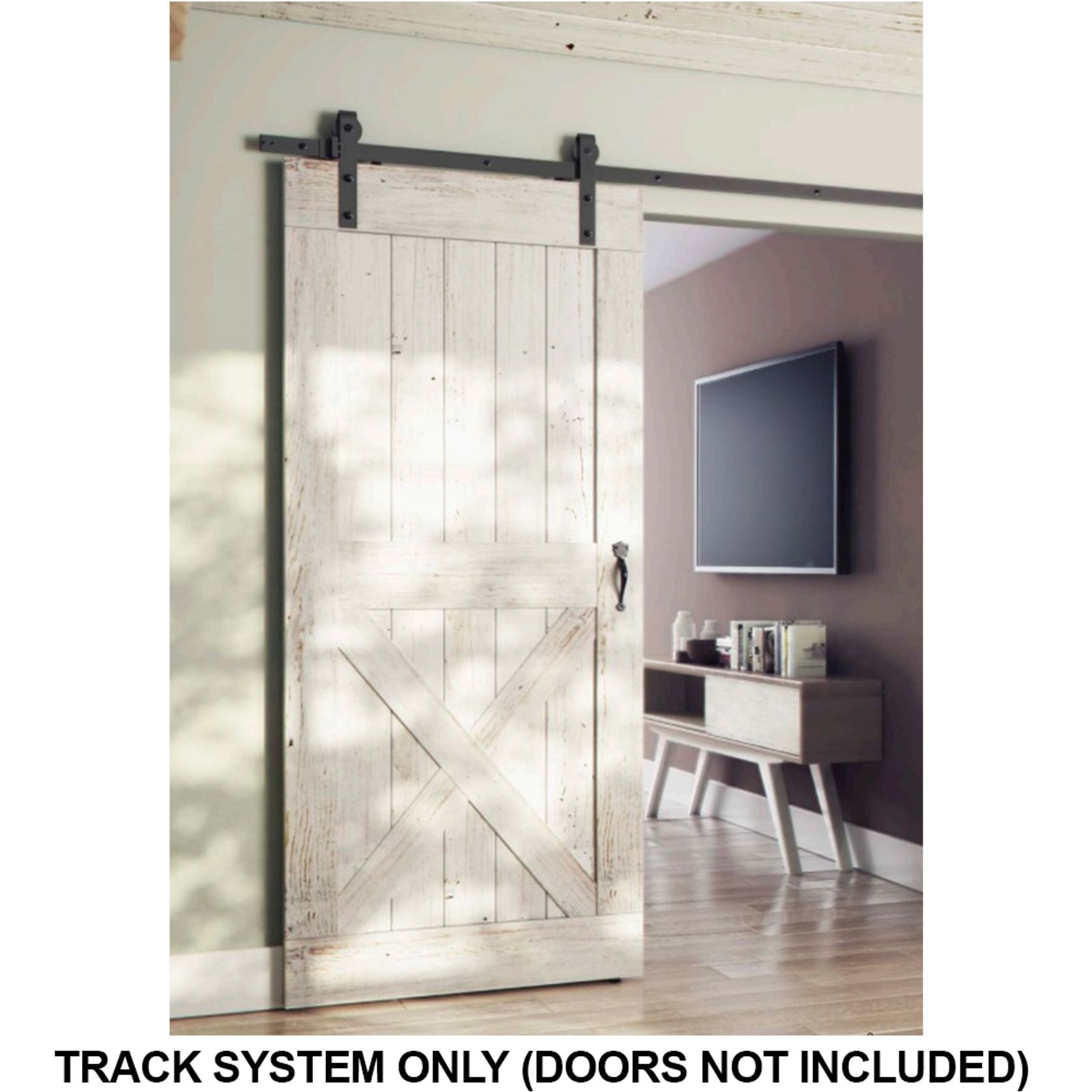 Brio Open Bar Rail Timber 80 2000mm Mild Steel Powder Coat Black For Top Hung Straight Sliding Panels OBF80-20PB gallery detail image