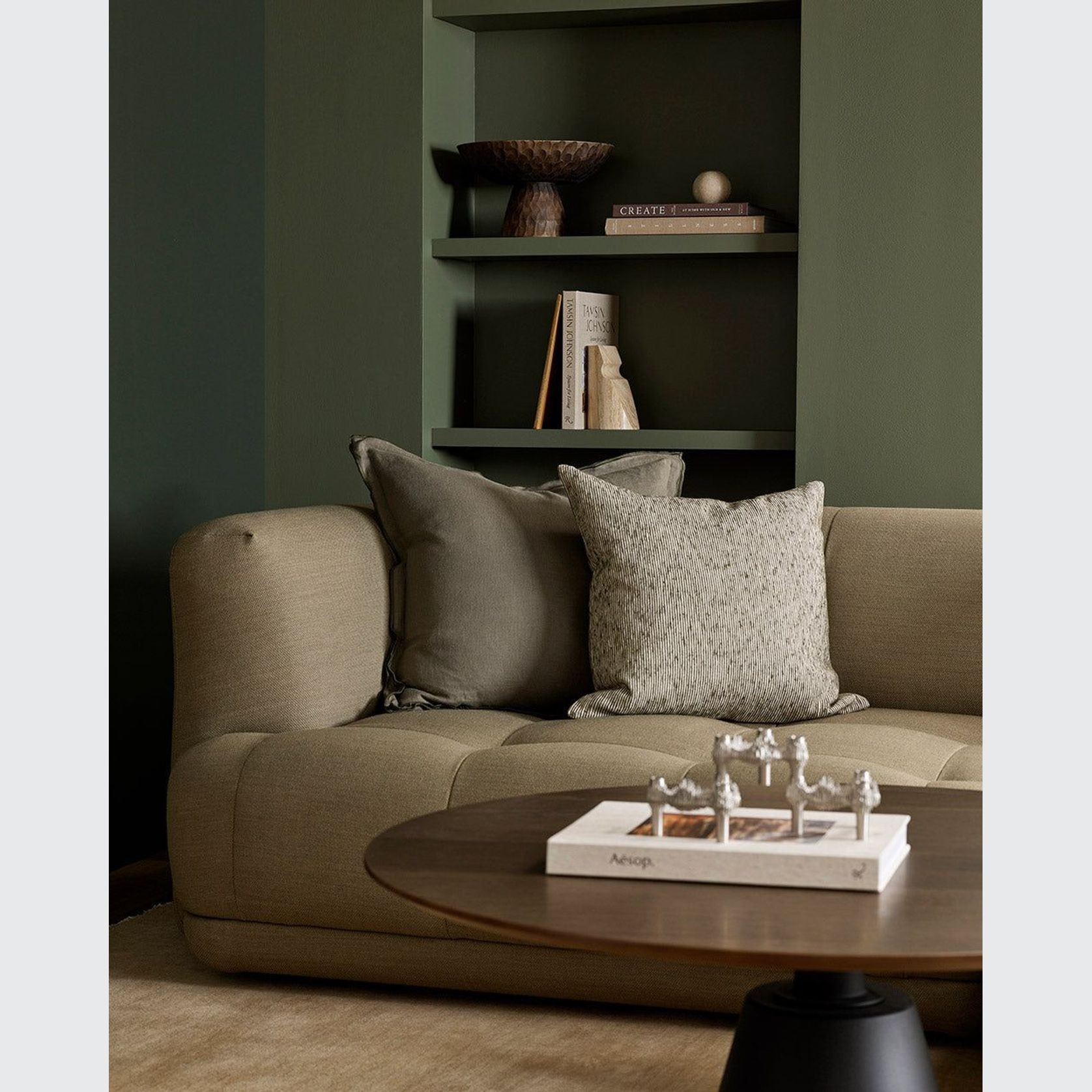 Baya Linden Cushion - Olive gallery detail image