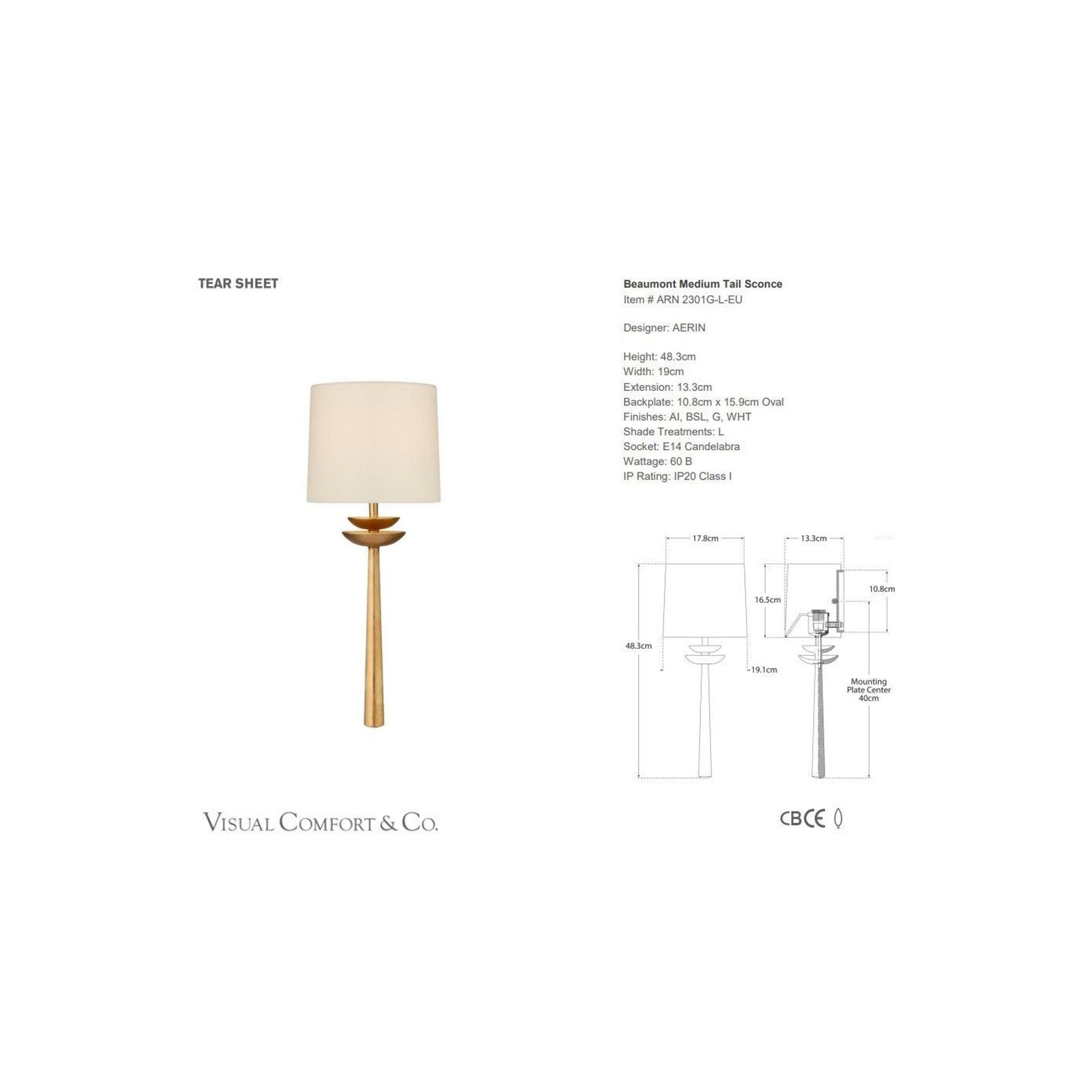 Aerin Beaumont Medium Tail Sconce gallery detail image