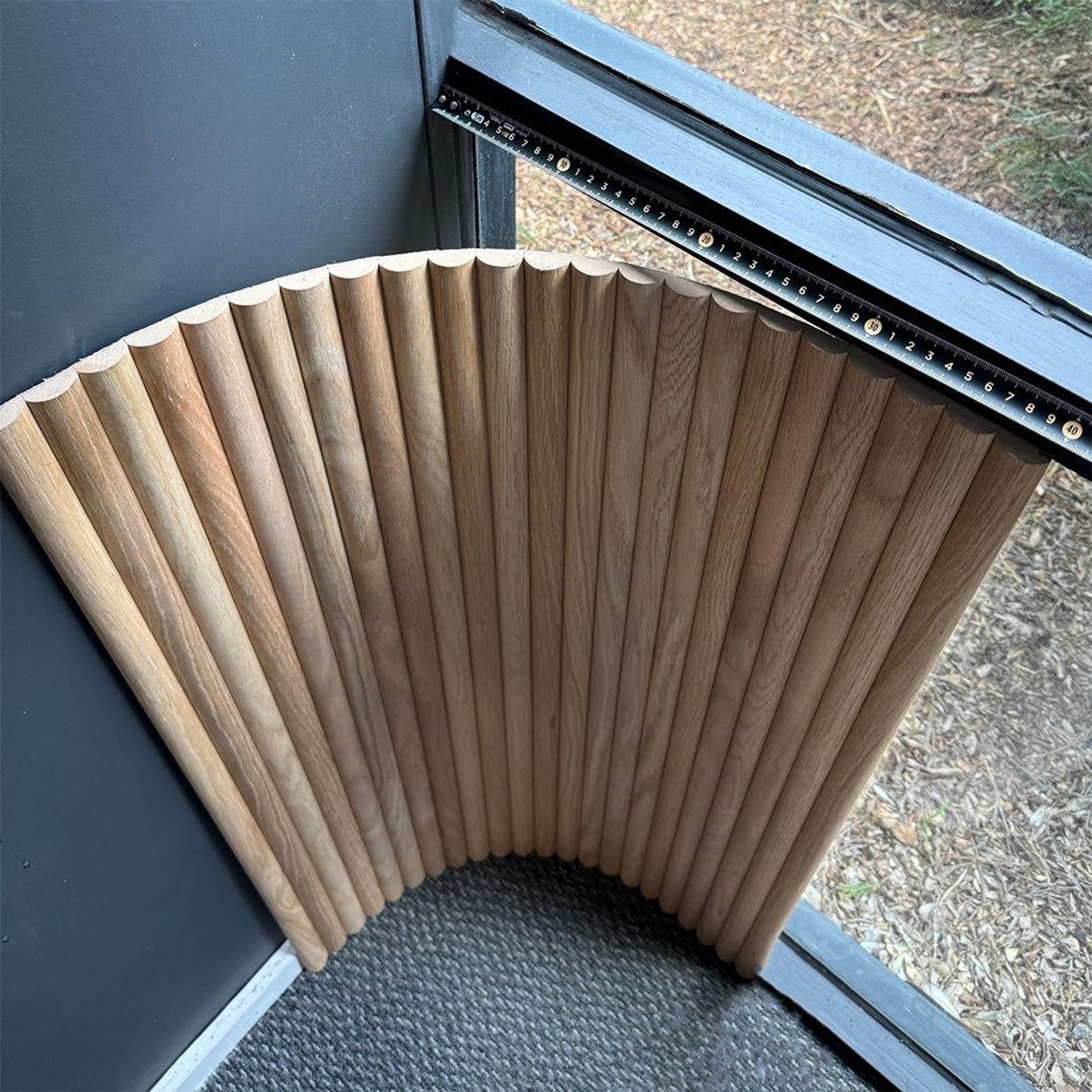 WOODFLEX Flexible Solid Paulownia Wood Slat Wall Panel - 2700mm x 600mm - Half Round gallery detail image