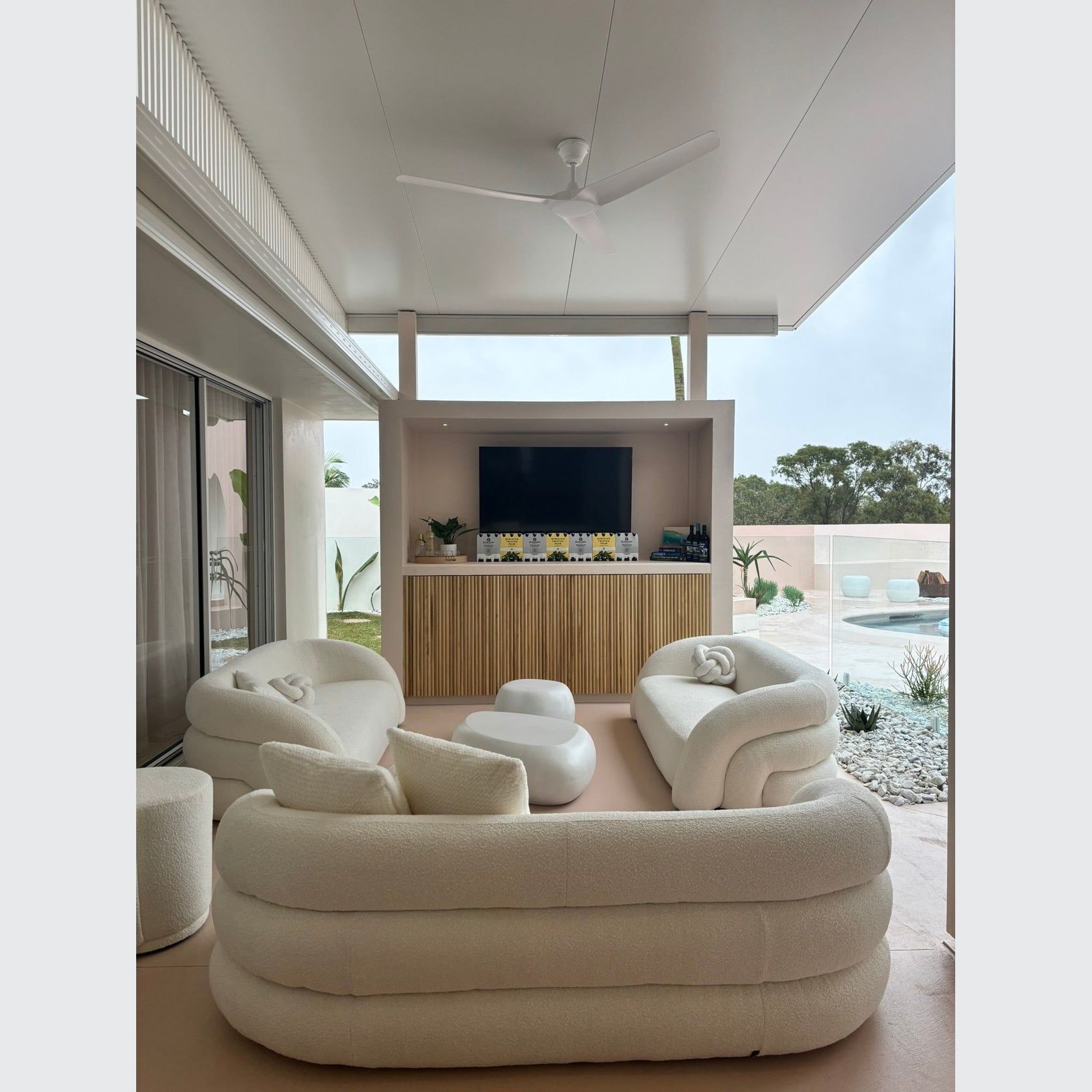 WOODFLEX Flexible Solid Paulownia Wood Slat Wall Panel - 2700mm x 600mm - Half Round gallery detail image