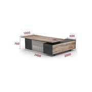 DAXTON Executive Desk with Right Return 2.4M - Warm Oak & Black gallery detail image