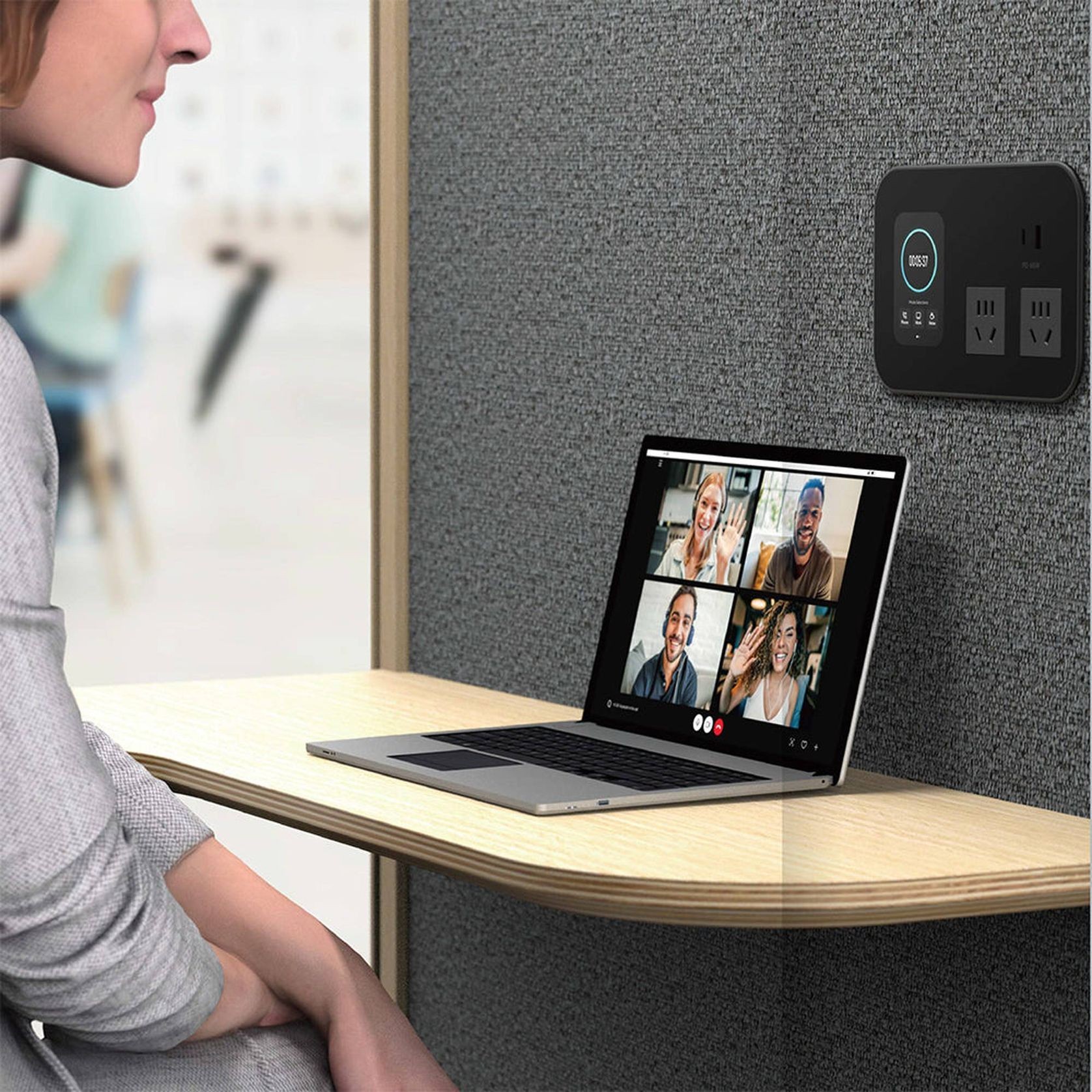 DUKE Single Seater Acoustic Office Silent Booth Pod - Blue gallery detail image