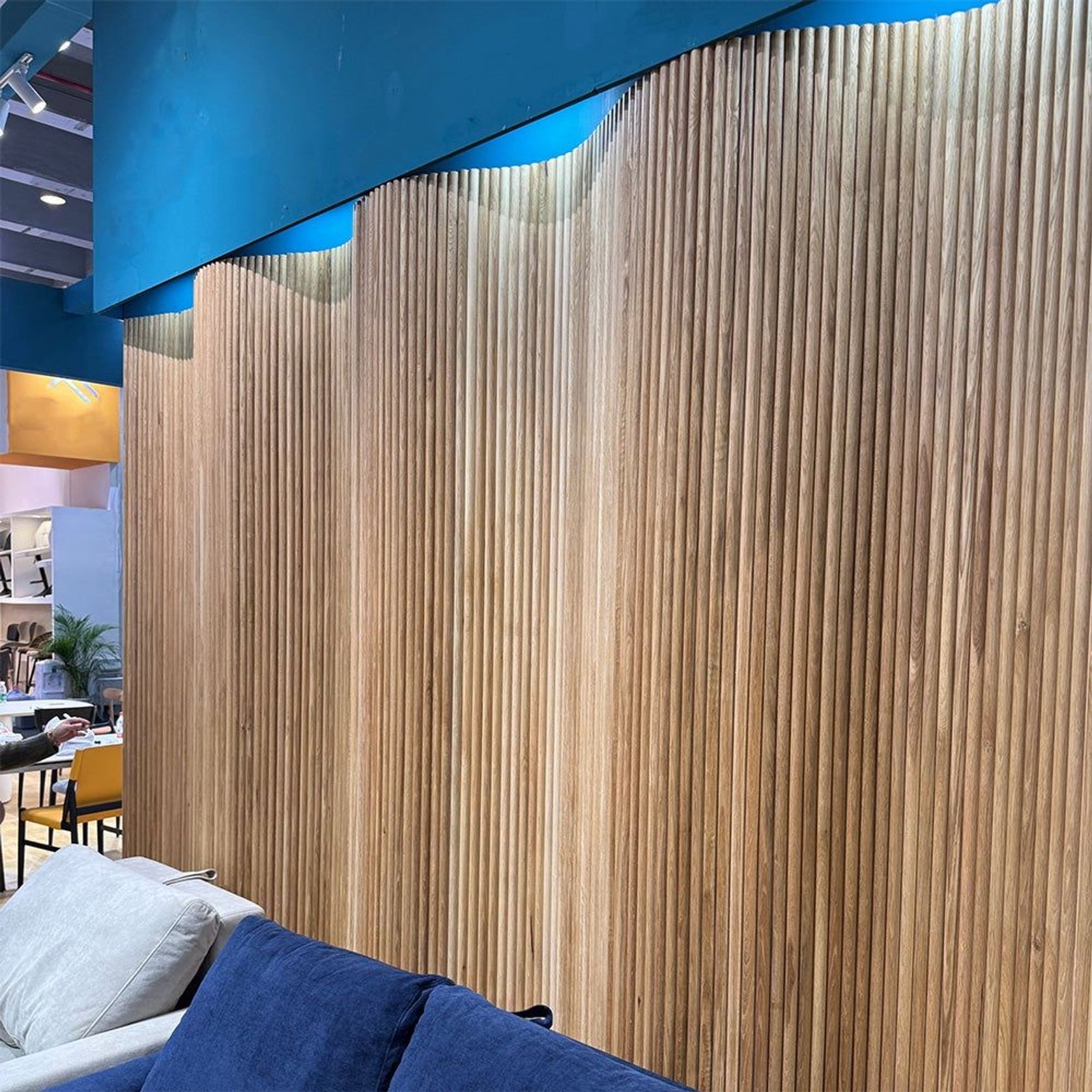 WOODFLEX Flexible Solid Paulownia Wood Slat Wall Panel - 2700mm x 600mm - Half Round gallery detail image