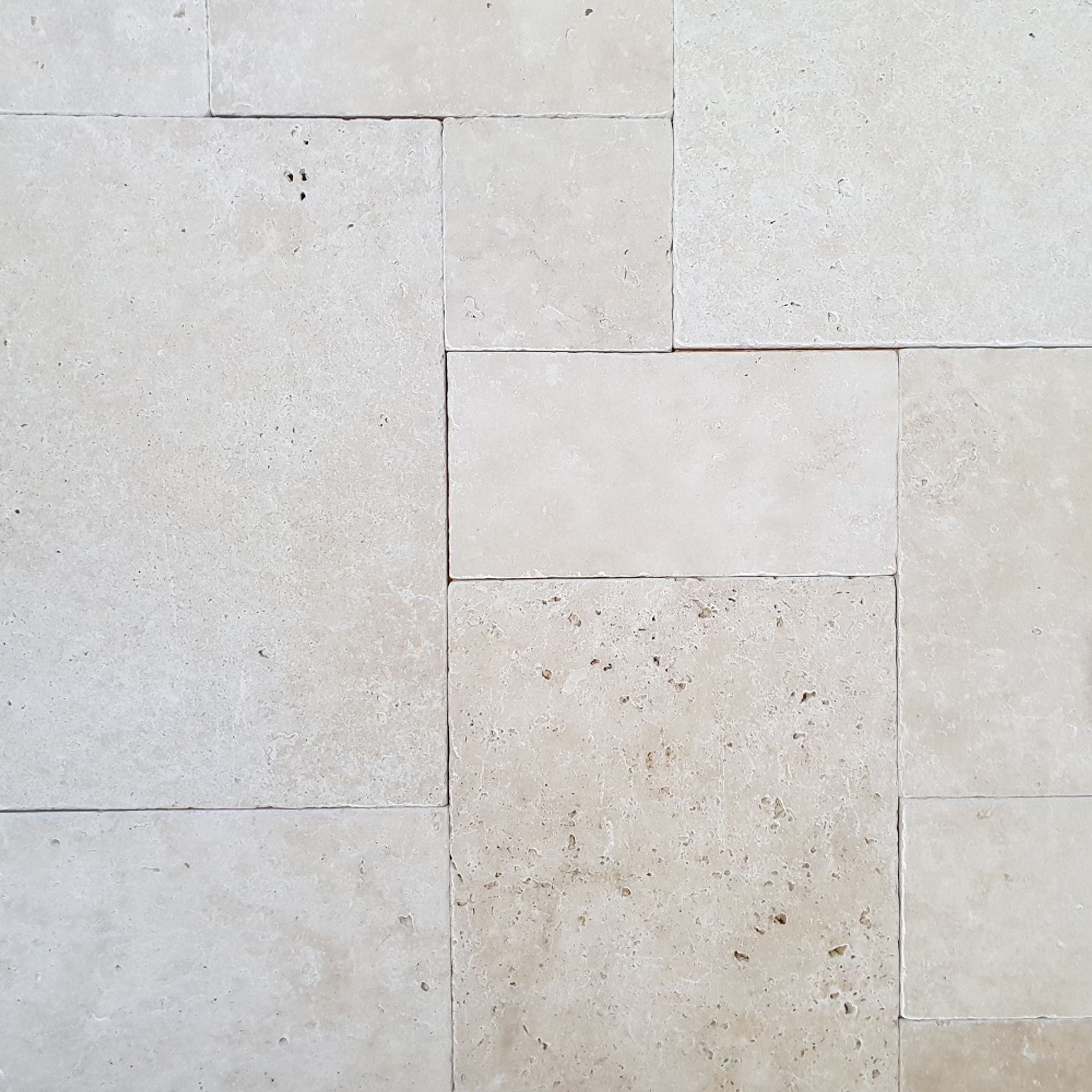 12mm Ivory Travertine French Pattern Tiles  - Tumbled gallery detail image