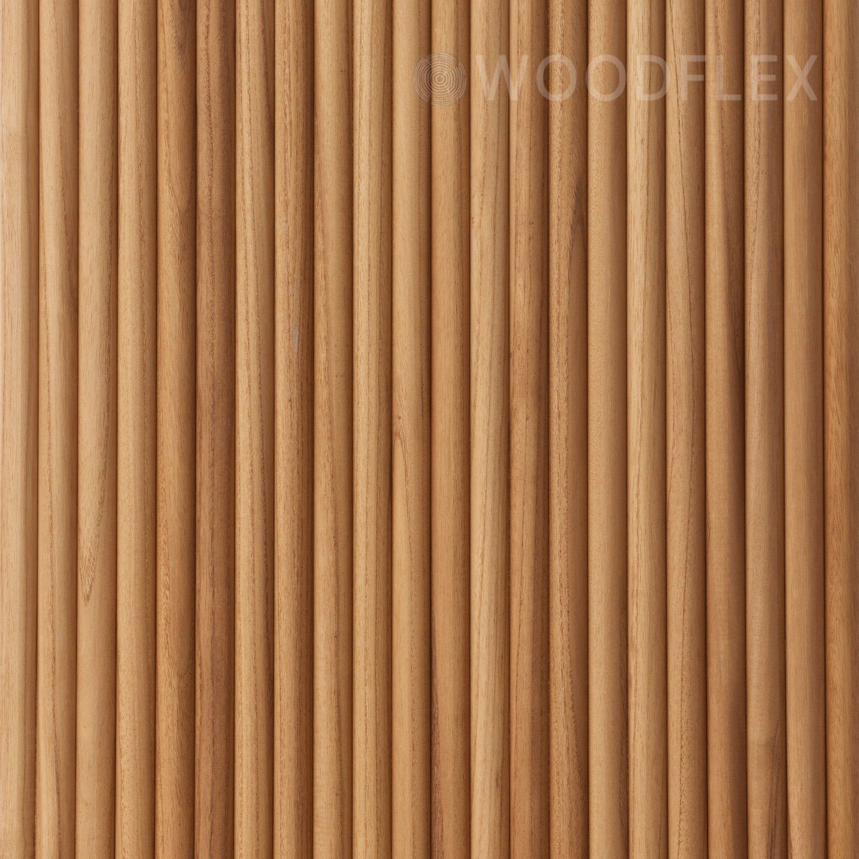 WOODFLEX Flexible Solid Paulownia Wood Slat Wall Panel - 2700mm x 600mm - Half Round gallery detail image