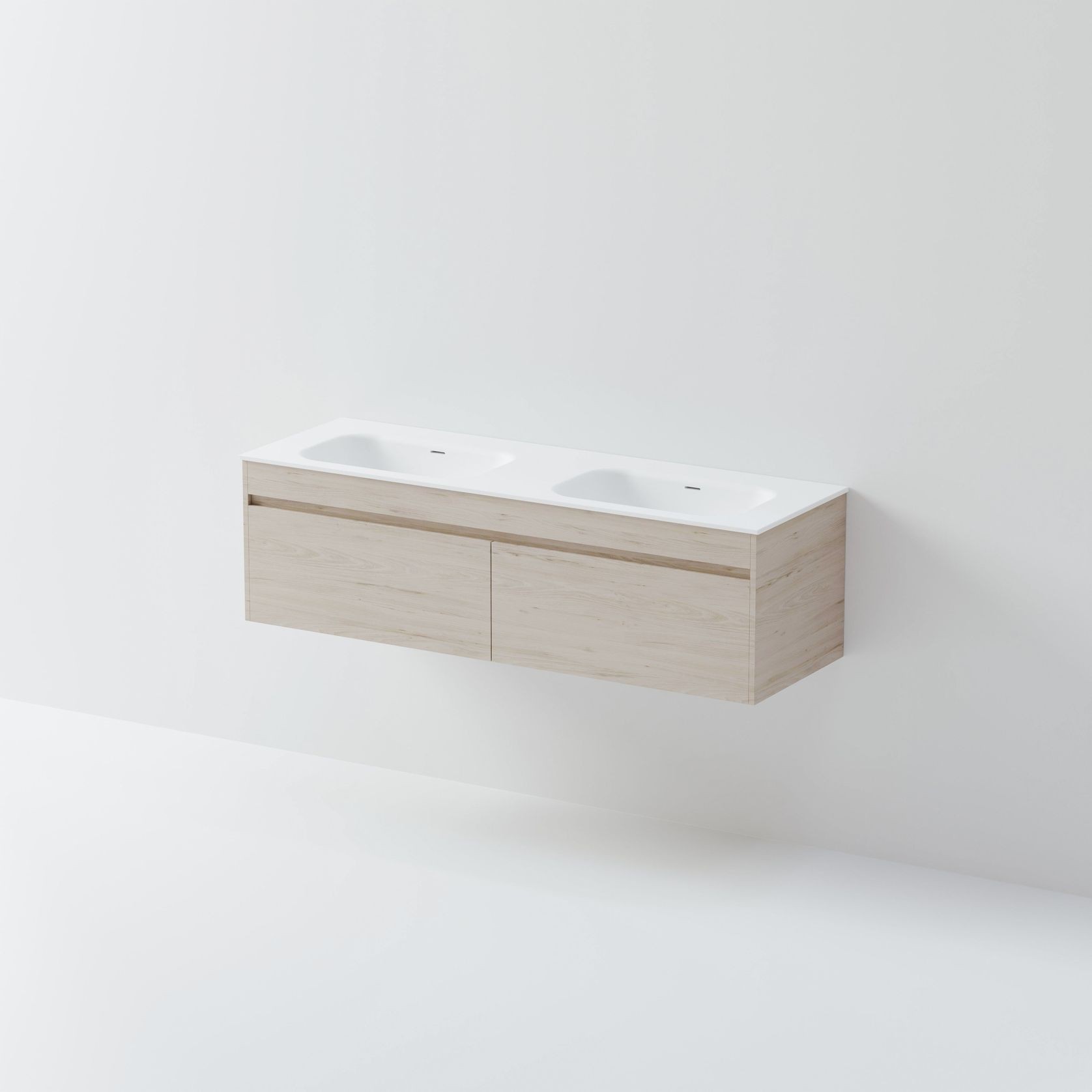 Code Luxe 1500 Wall Hung Double Basin Vanity | 2 Drawer gallery detail image