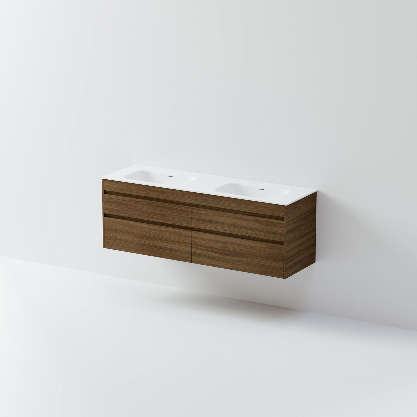 Luxe 1600 Wall Hung Double Basin Vanity | 4 Drawer gallery detail image