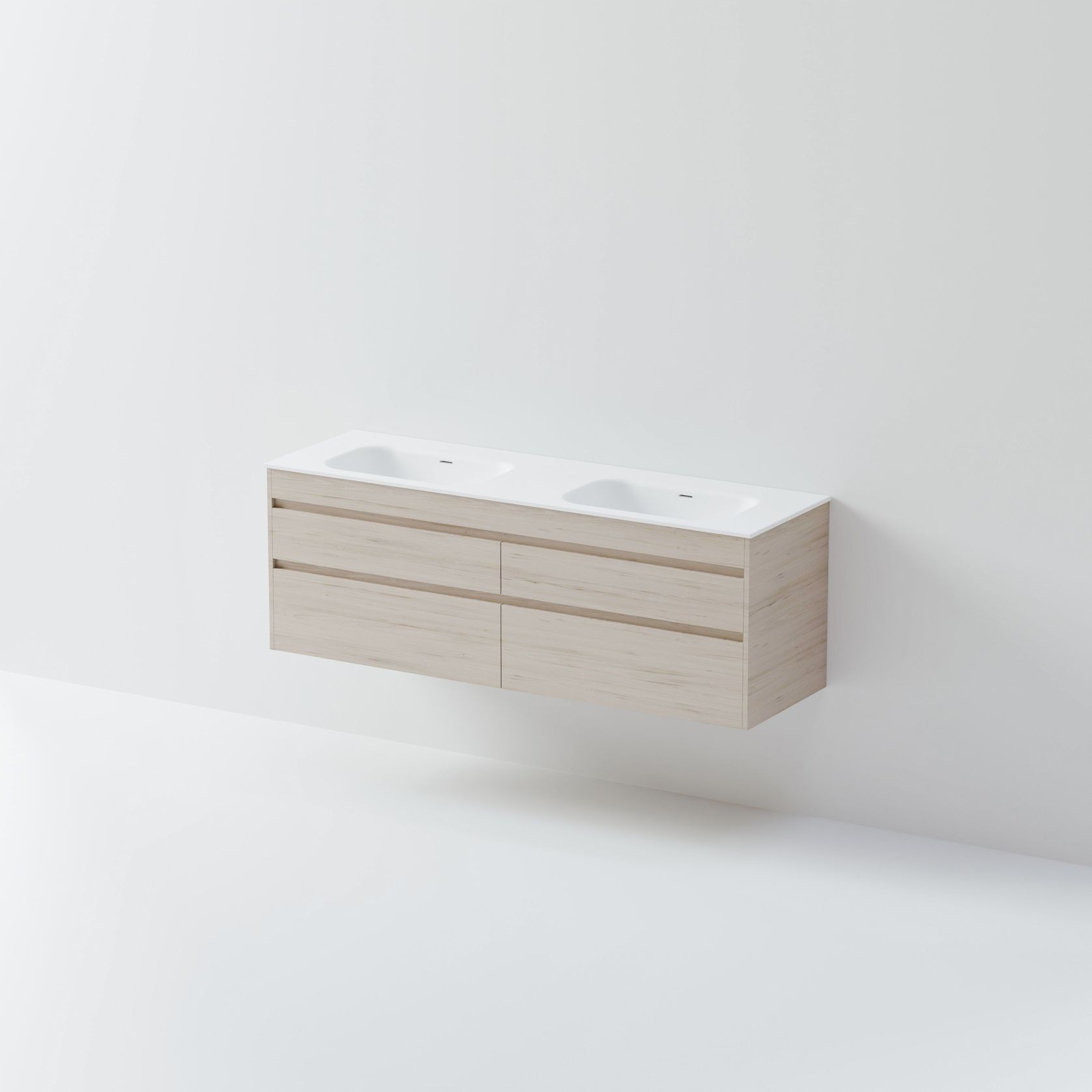 Luxe 1800 Wall Hung Double Basin Vanity | 4 Drawer gallery detail image
