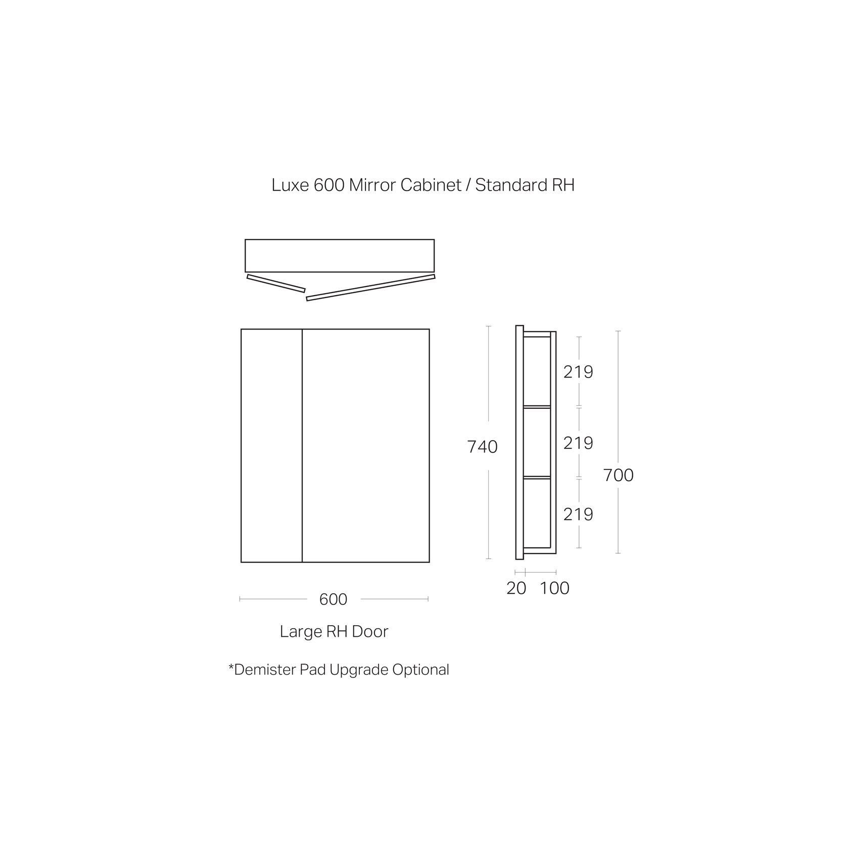 Luxe 600mm Mirror Cabinet | 2 Door gallery detail image