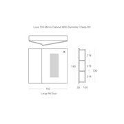 Luxe 750mm Mirror Cabinet With Demister | 2 Door gallery detail image