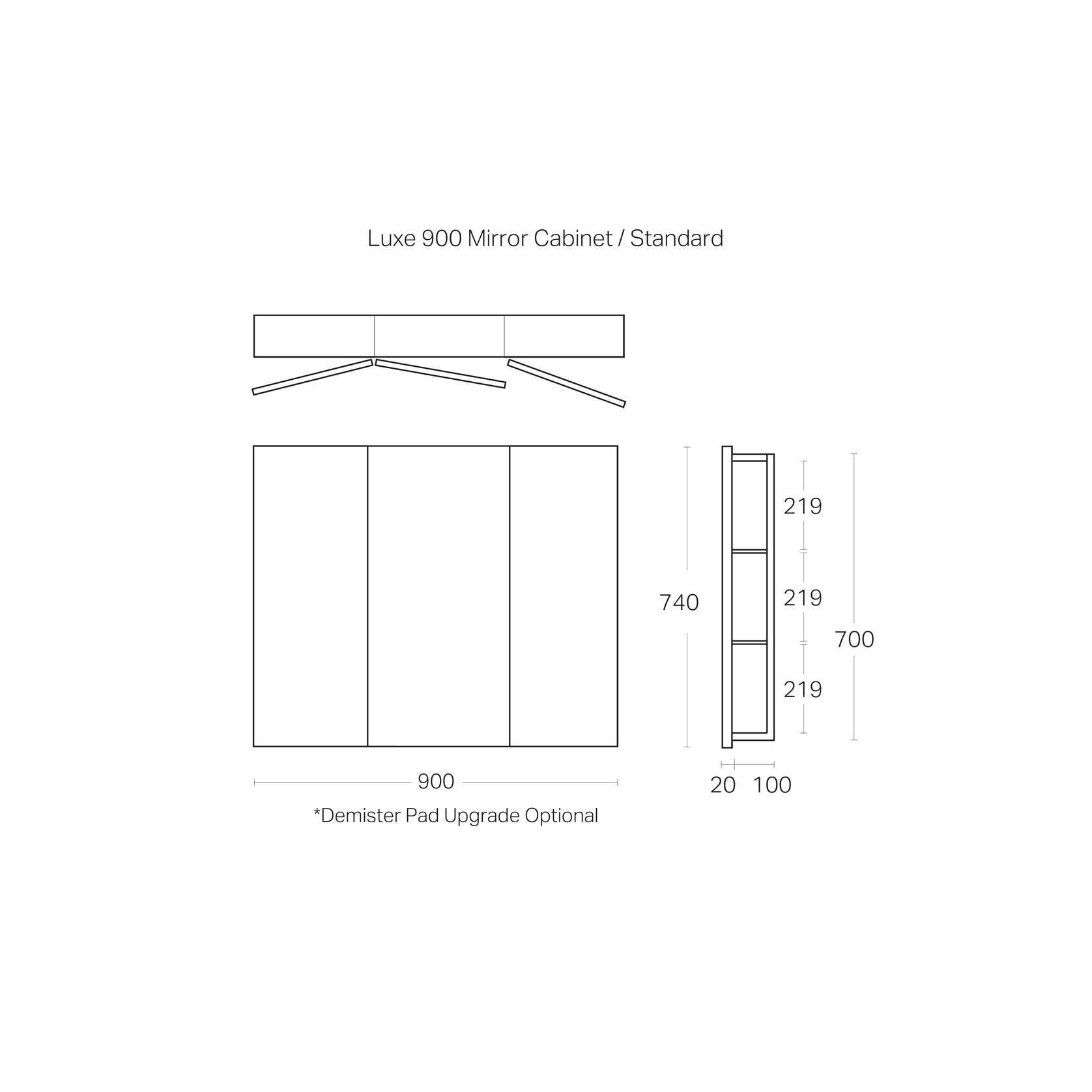 Luxe 900mm Mirror Cabinet | 3 Door gallery detail image