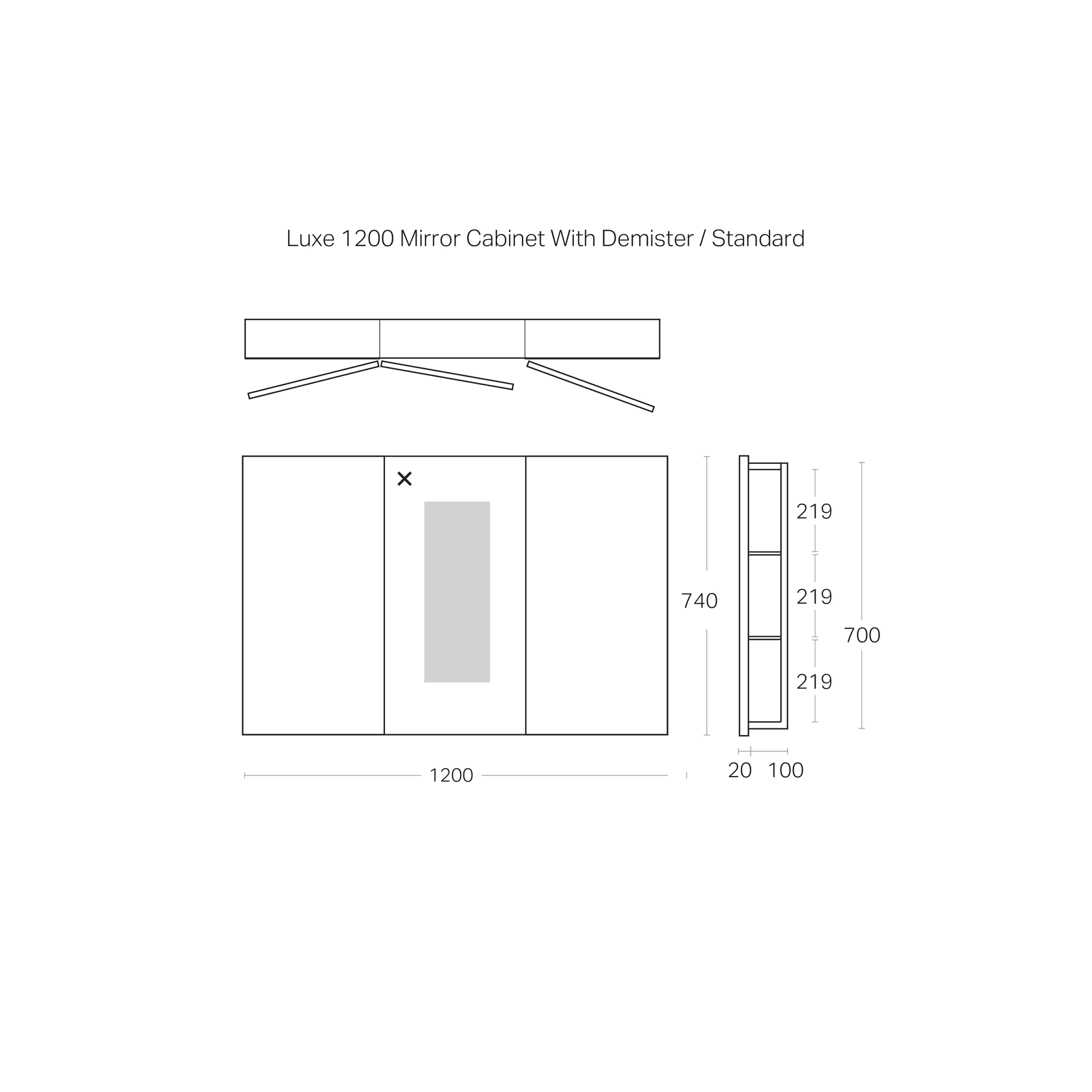 Luxe 1200mm Mirror Cabinet With Demister | 3 Door gallery detail image