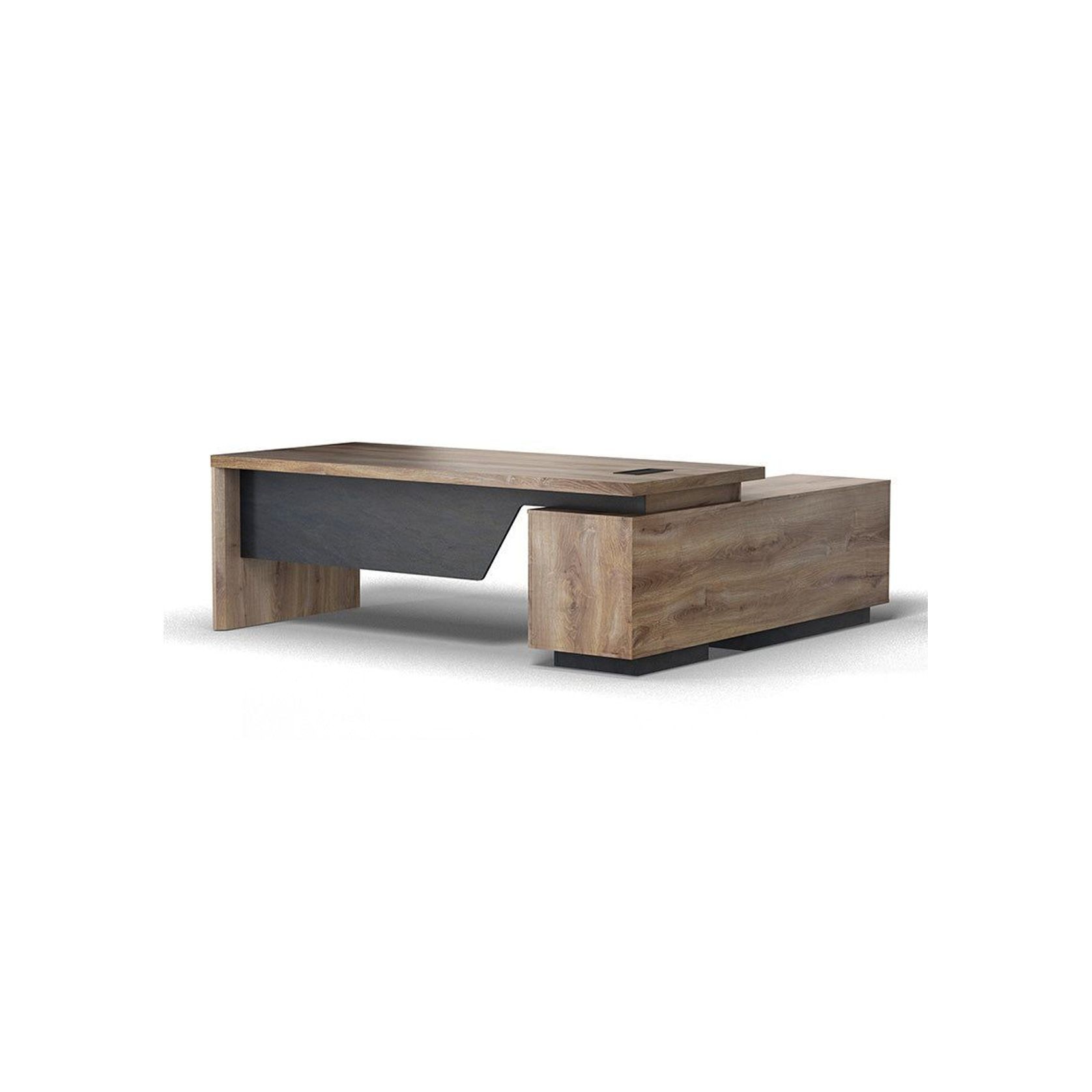 BALDER Executive Desk with Left Return 1.8-2.0M - Warm Oak & Black gallery detail image