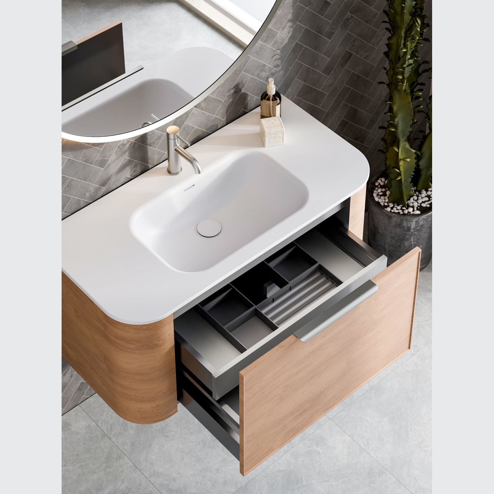 Nature 1000 Vanity | Inset Basin & Axel Drawer Front gallery detail image