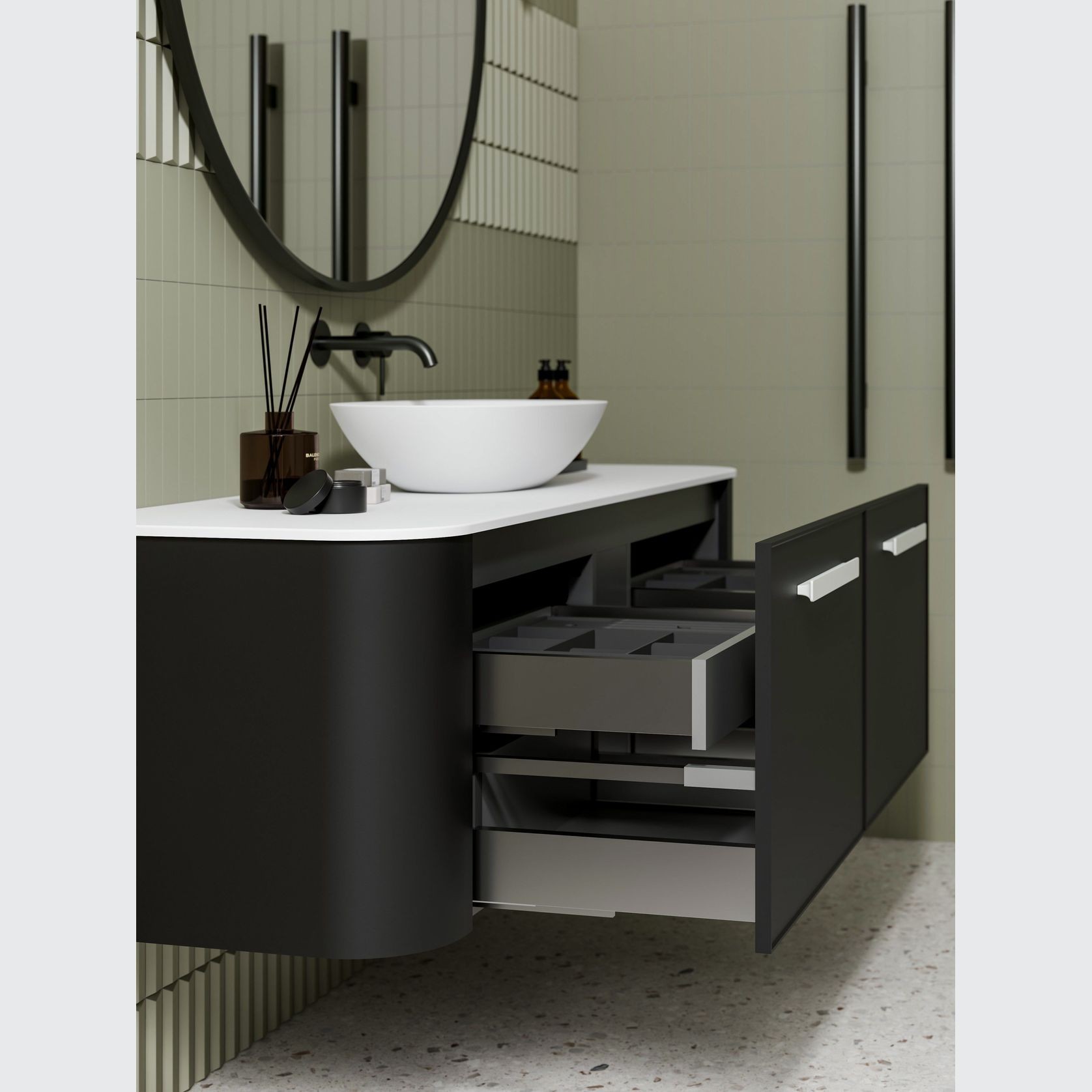 Nature 1500 Vanity | Inset Basin & Axel Drawer Front gallery detail image