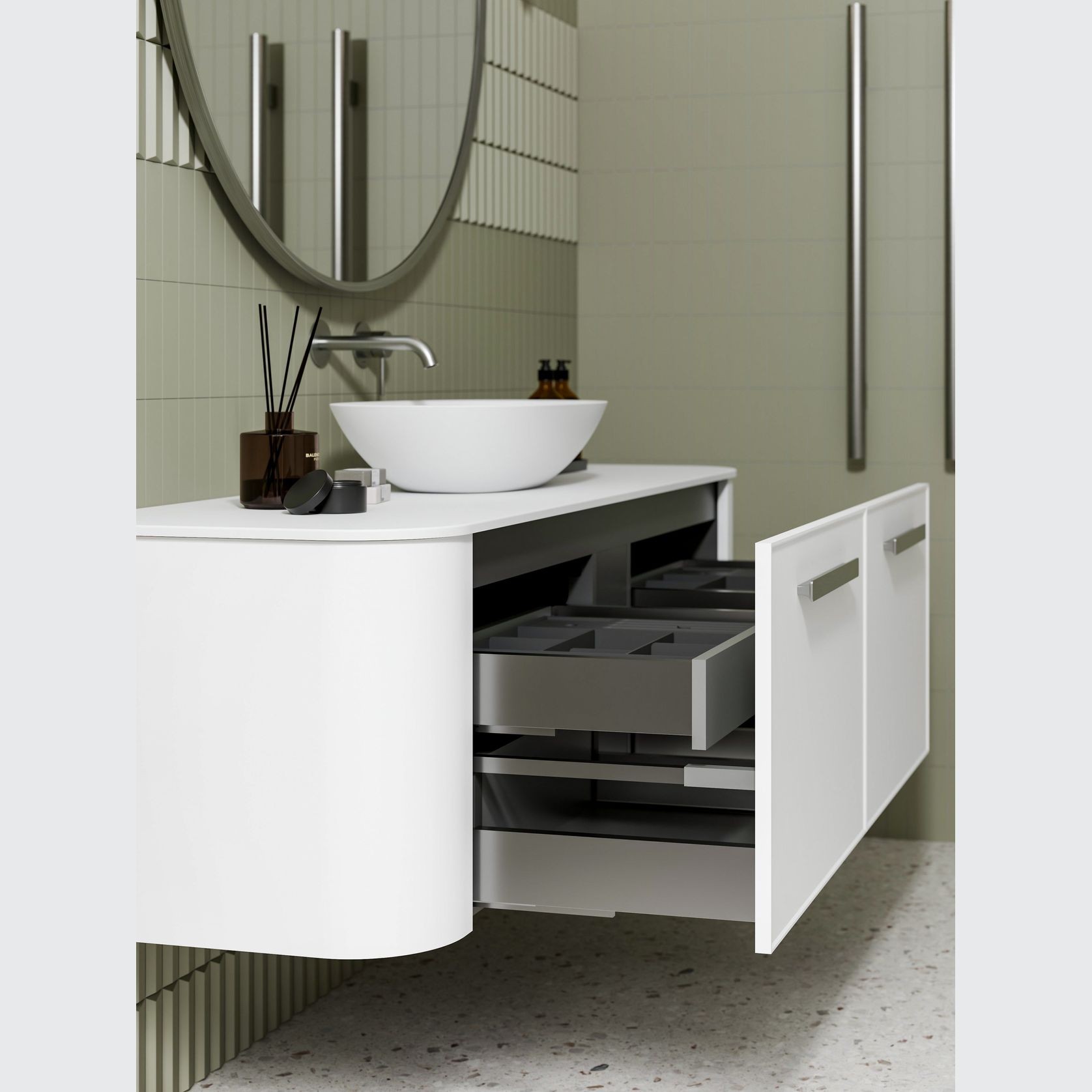 Nature 1500 Vanity | Inset Basin & Axel Drawer Front gallery detail image