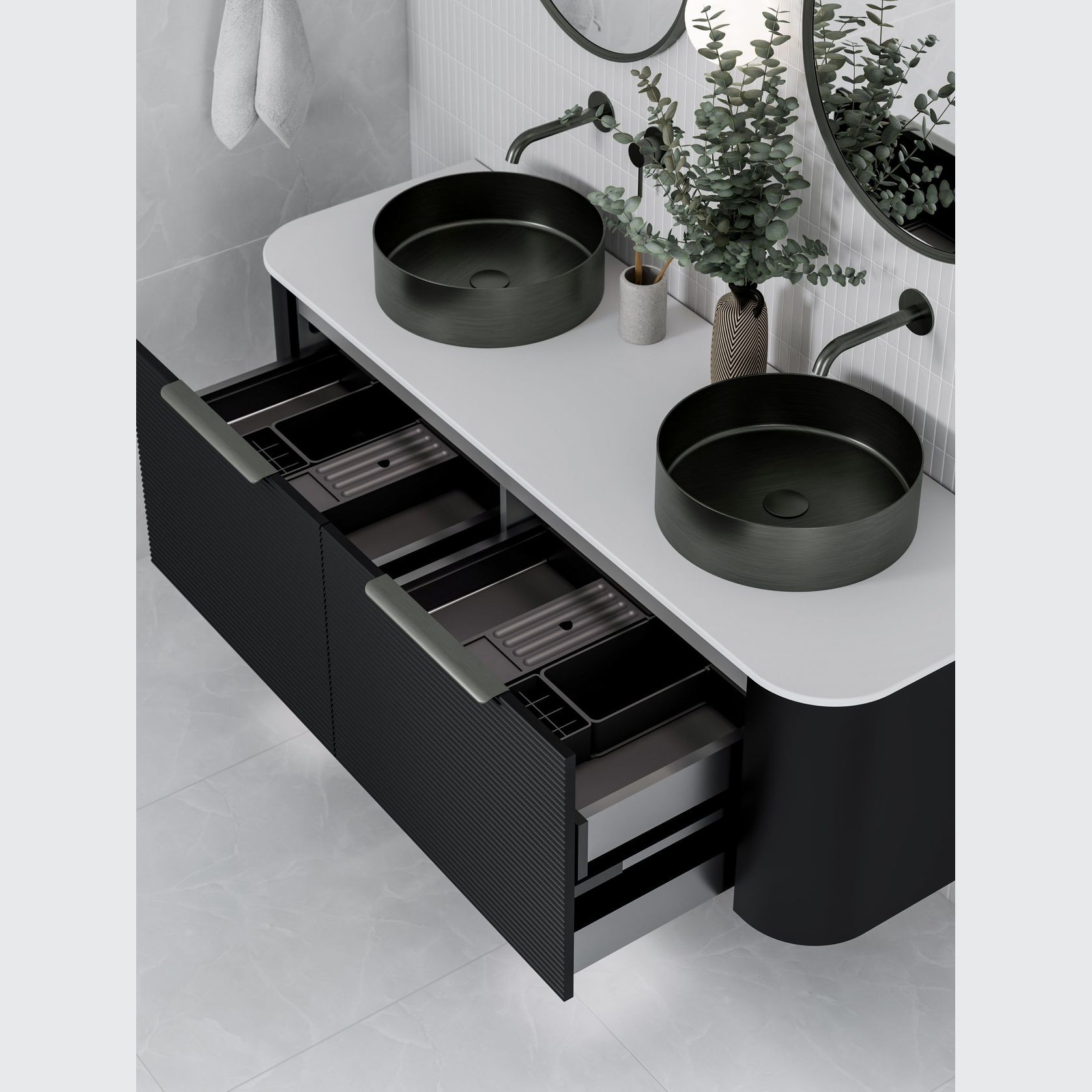 Nature 1500 Vanity | Double Inset Basin & Orchard Drawer Front gallery detail image