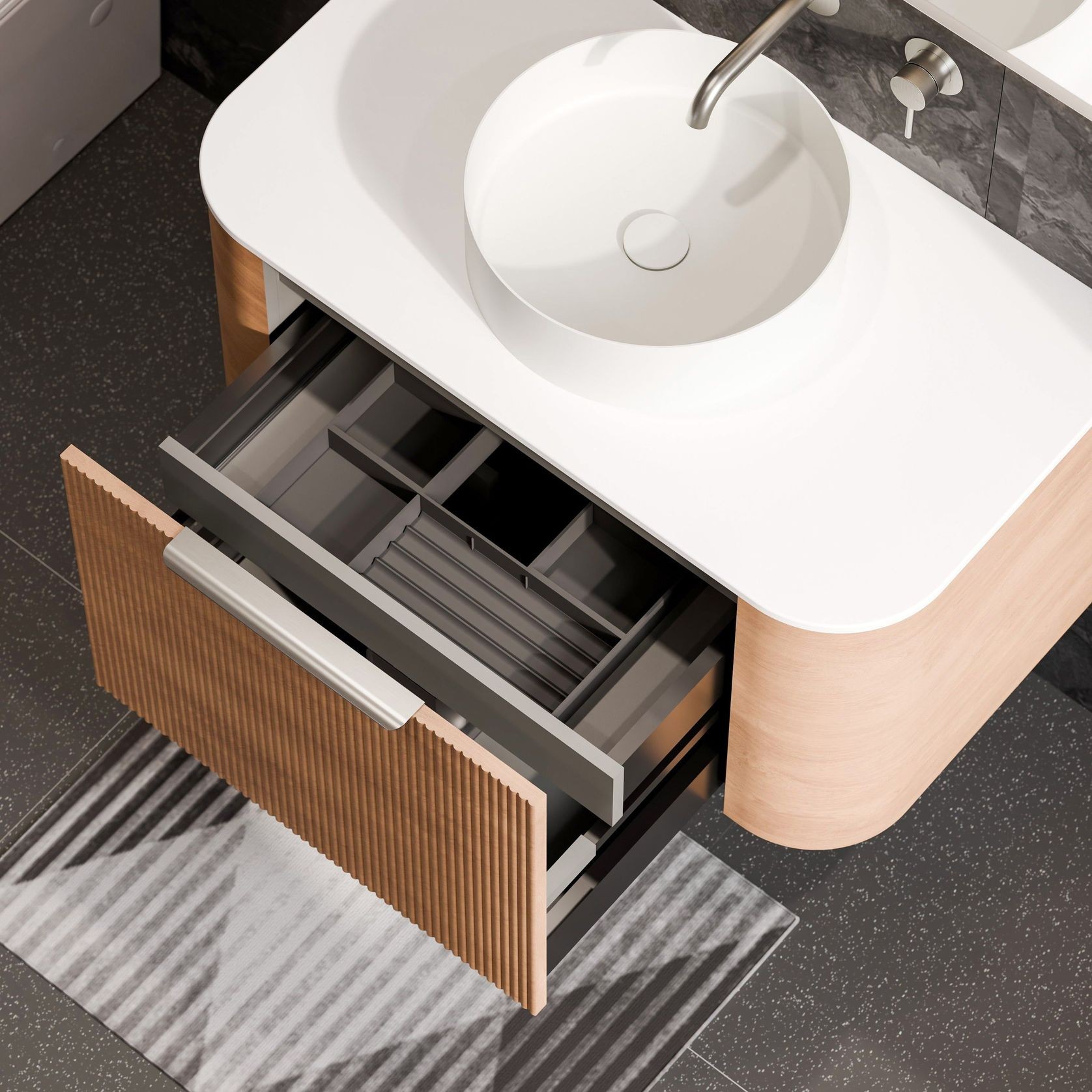 Nature 900 Vanity | Inset Basin & Pillar Drawer Front gallery detail image