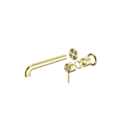 Zen SS316L Wall Basin/Bath Mixer Separate Back Plate 230mm Spout Trim Kits | Brushed Gold gallery detail image