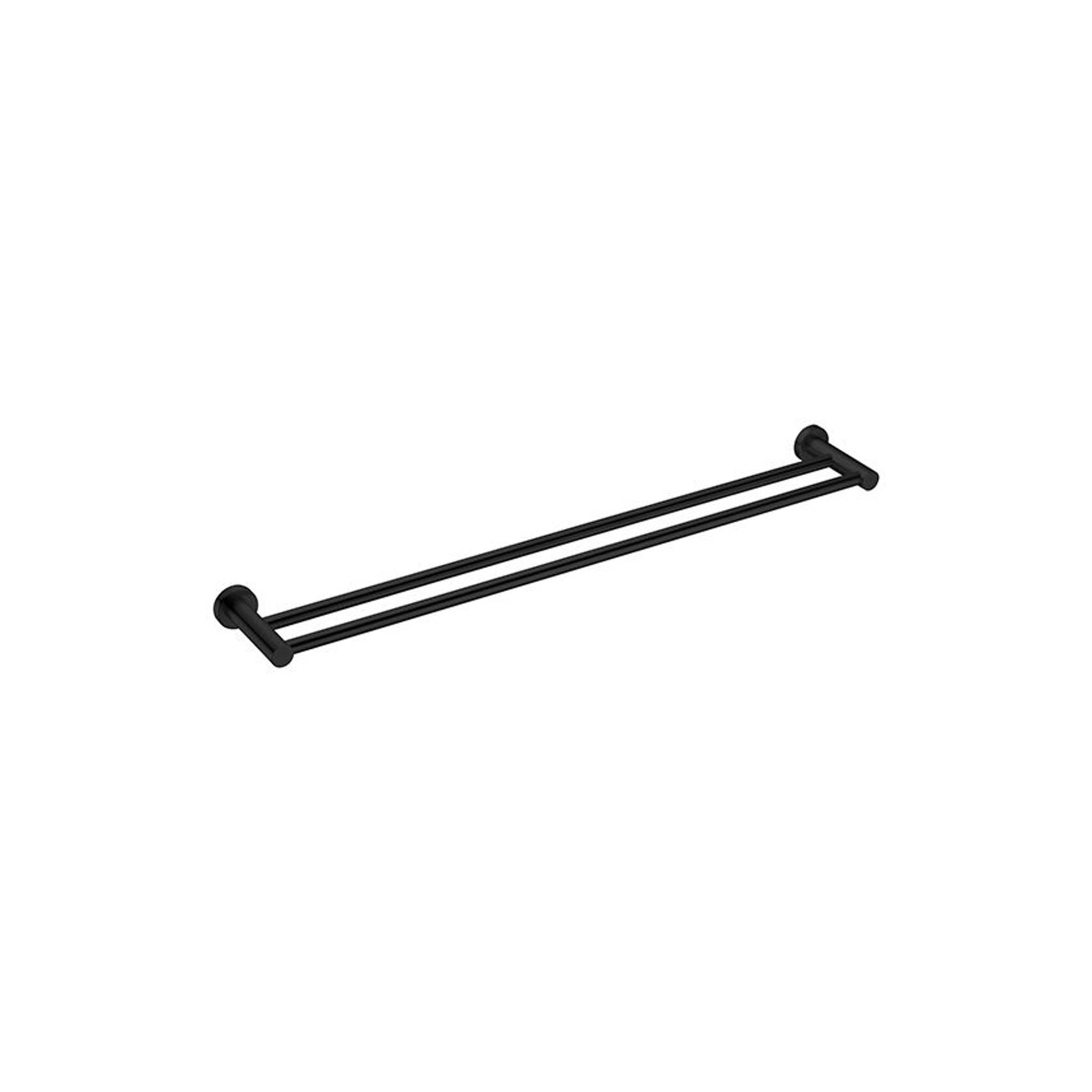 Mecca Double Towel Rail 800mm Matte Black gallery detail image