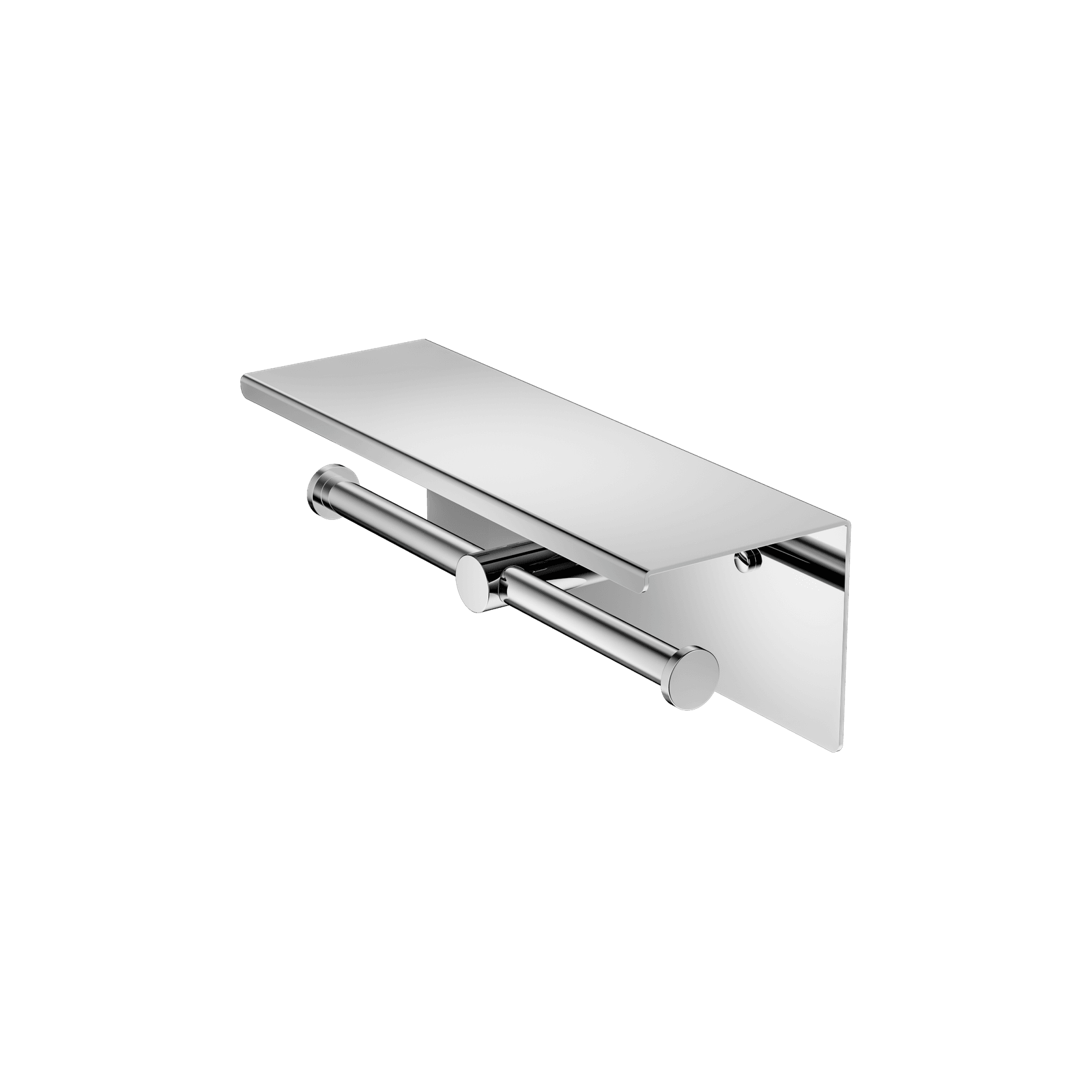 Mecca Double Toilet Roll Holder With Shelf Chrome gallery detail image