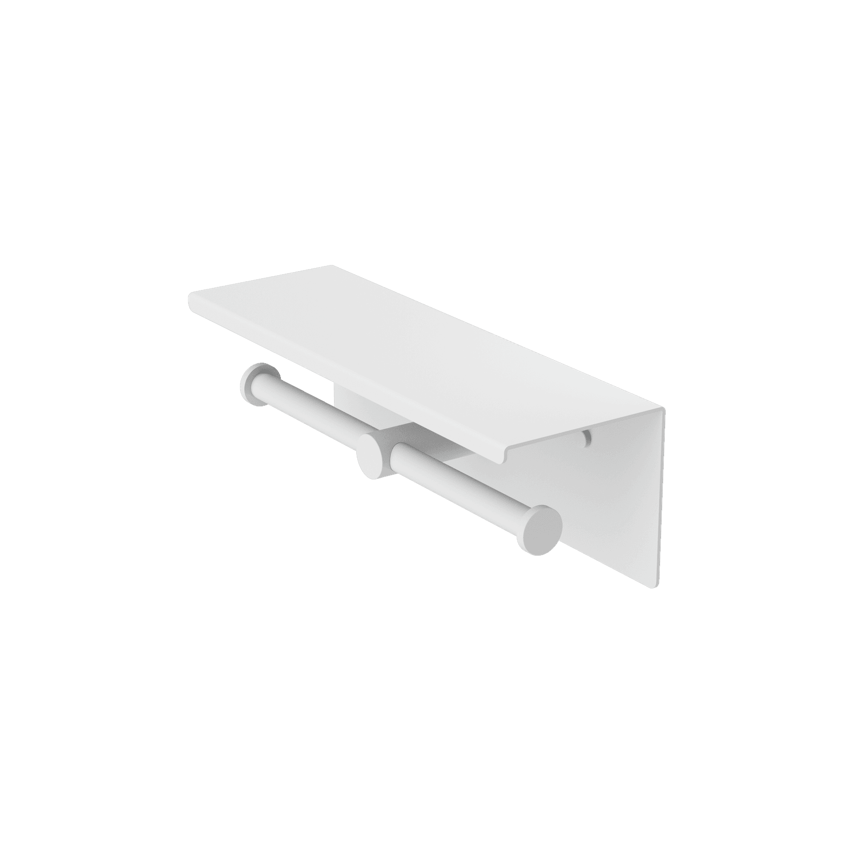 Mecca Double Toilet Roll Holder With Shelf Matte White gallery detail image