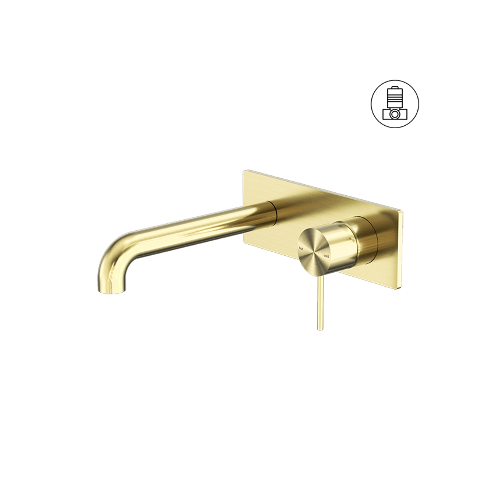 Mecca Wall Basin/Bath Mixer 185mm Brushed Gold gallery detail image