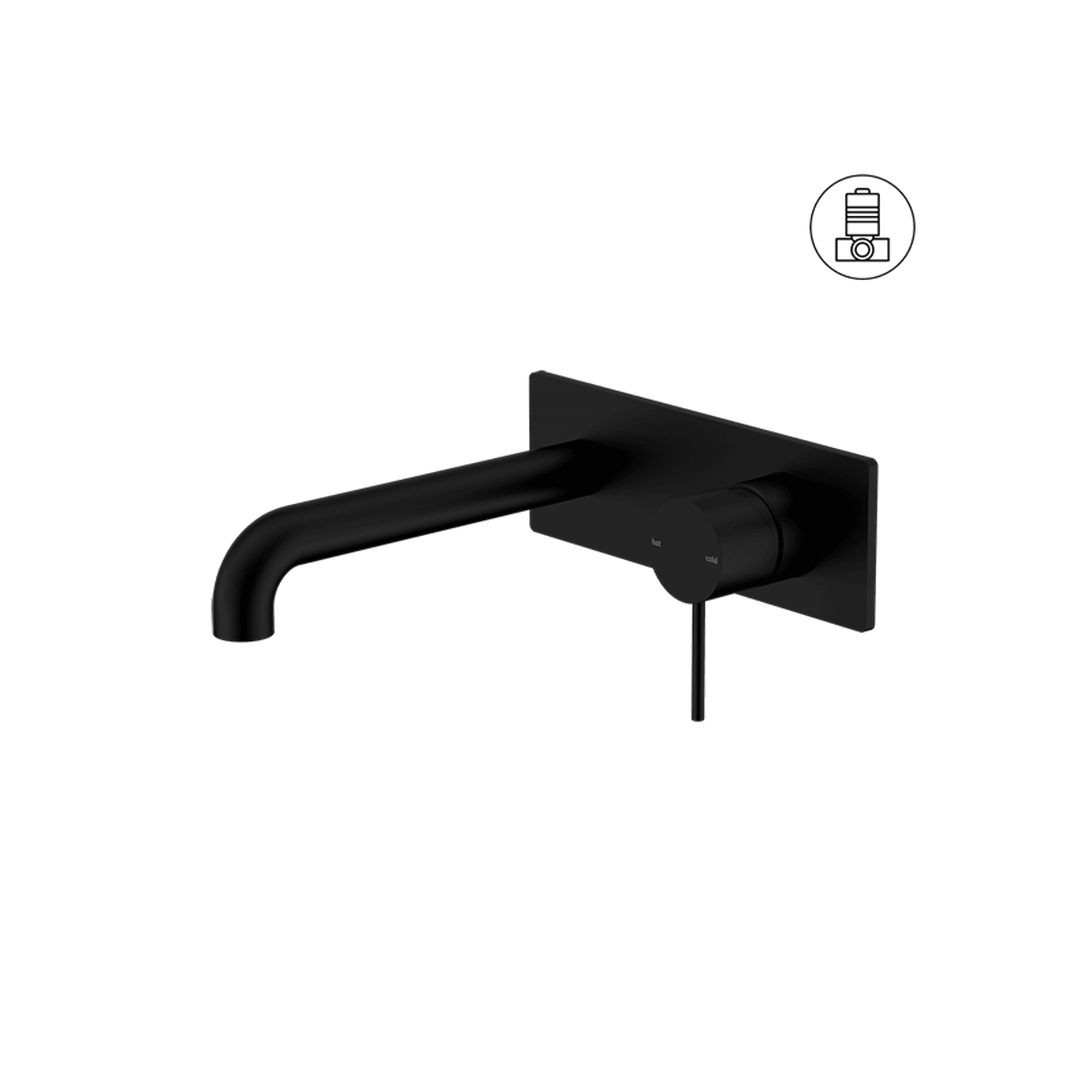 Mecca Wall Basin/Bath Mixer 185mm Matte Black gallery detail image