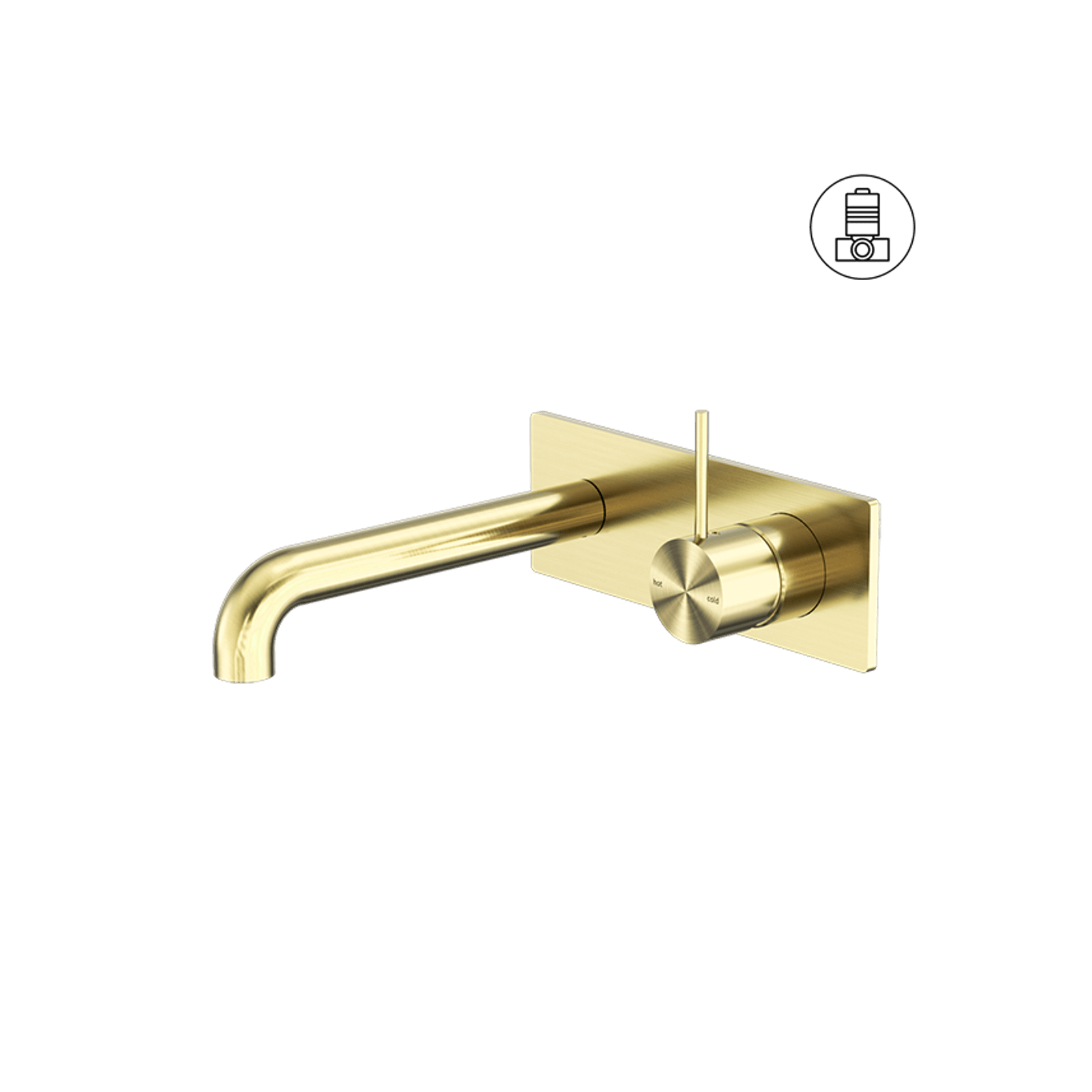Mecca Wall Basin/Bath Mixer Handle Up 185mm Brushed Gold gallery detail image