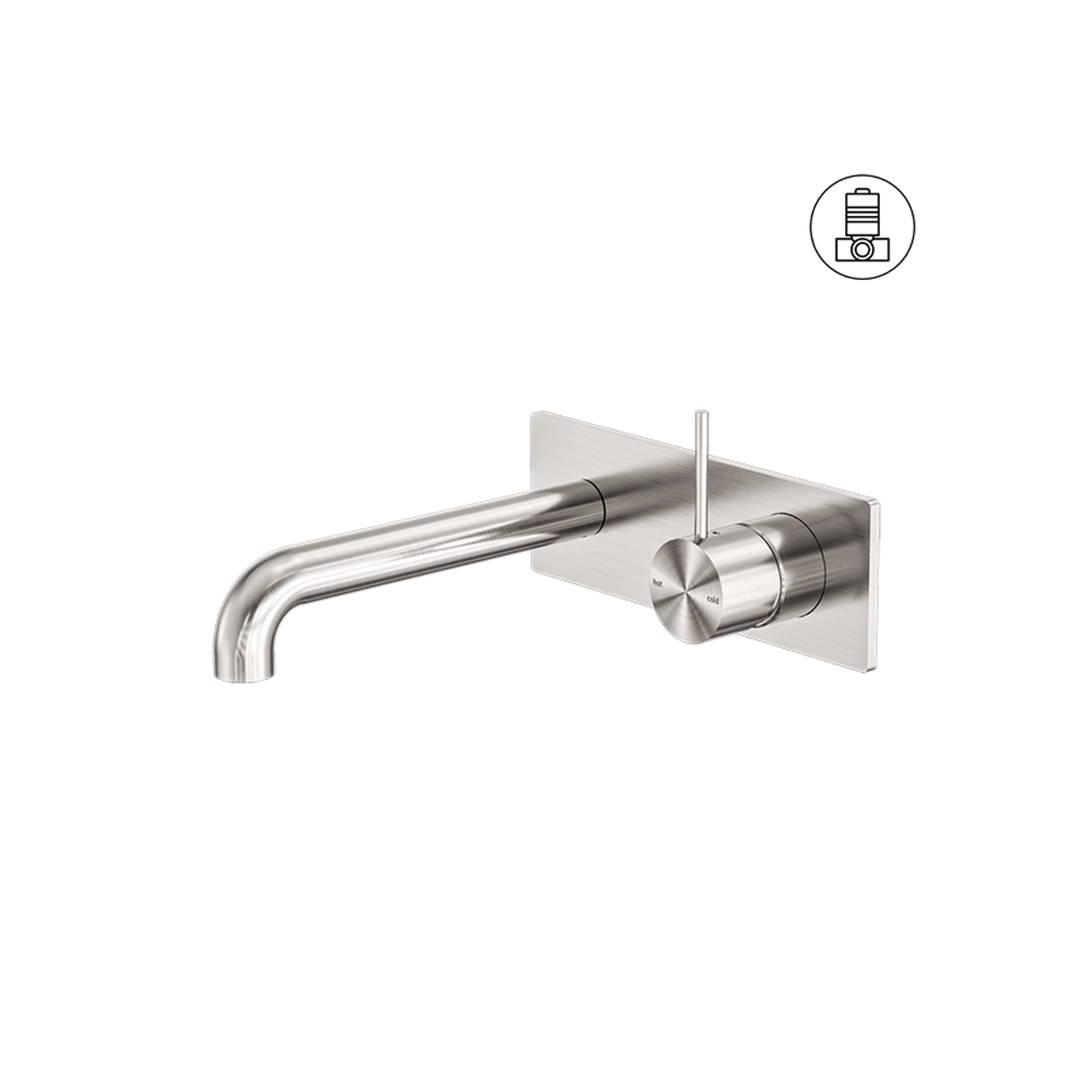 Mecca Wall Basin/Bath Mixer Handle Up 160mm Brushed Nickel gallery detail image
