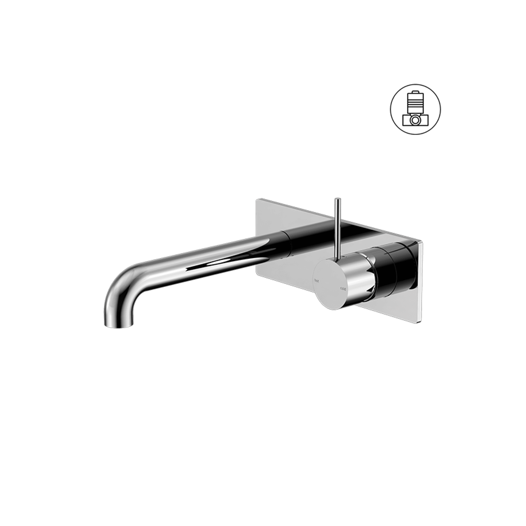Mecca Wall Basin/Bath Mixer Handle Up 185mm Chrome gallery detail image