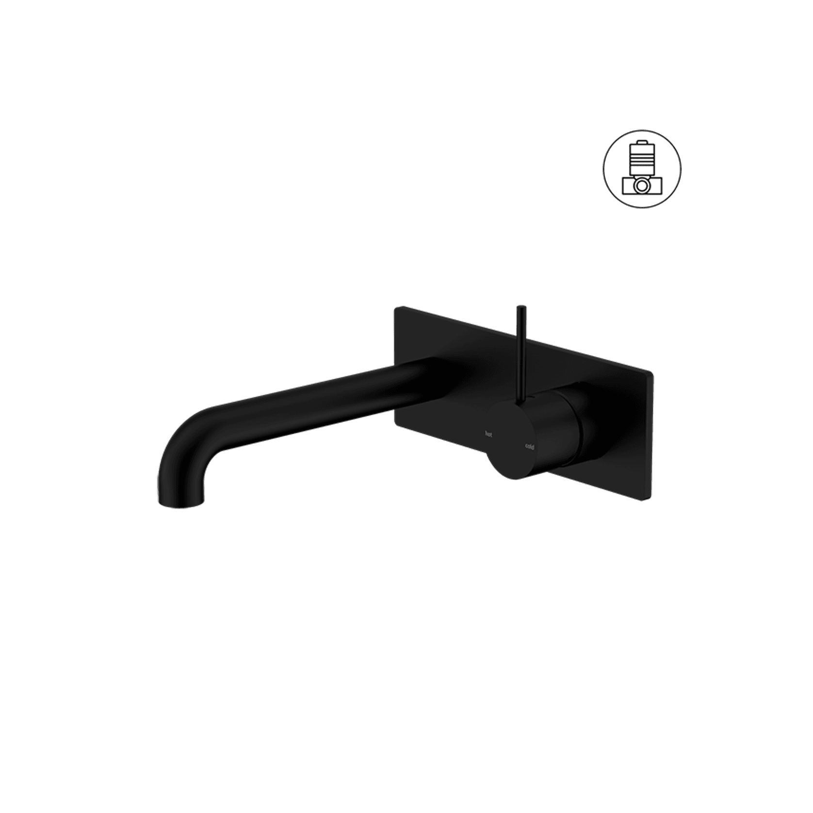 Mecca Wall Basin/Bath Mixer Handle Up 185mm Matte Black gallery detail image