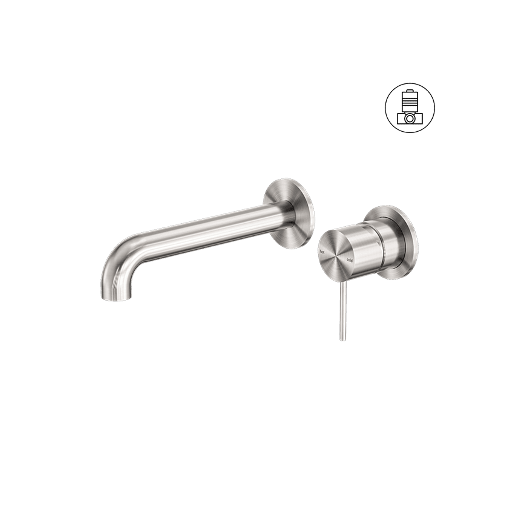Mecca Wall Basin/Bath Mixer Separate Back Plate 230mm Brushed Nickel gallery detail image