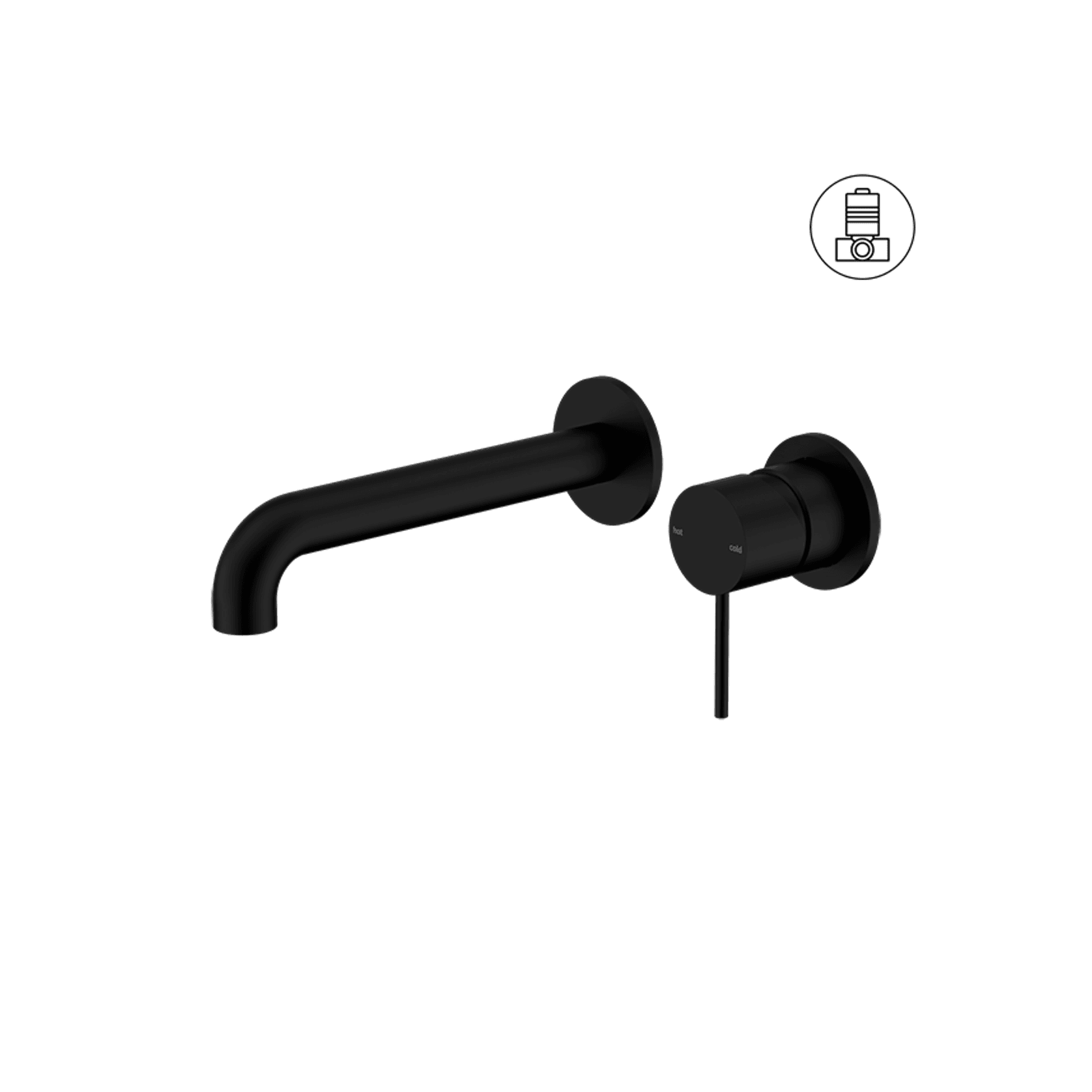 Mecca Wall Basin/Bath Mixer Separate Back Plate 185mm Matte Black gallery detail image