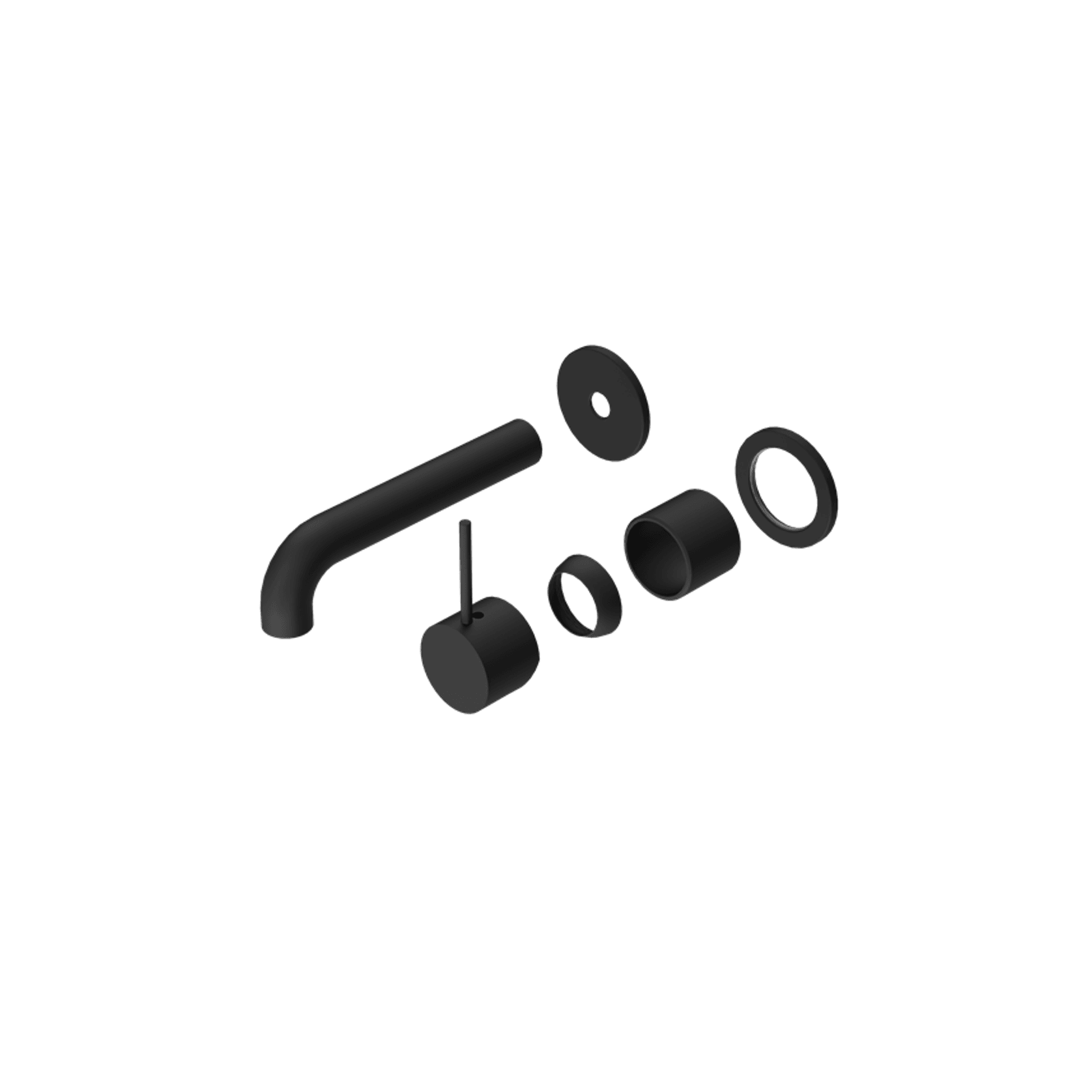 Mecca Wall Basin/Bath Mixer Separate Back Plate Handle Up 230mm Trim Kits Only Matte Black gallery detail image