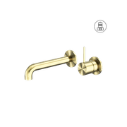 Mecca Wall Basin/Bath Mixer Separate Back Plate Handle Up 185mm Brushed Gold gallery detail image