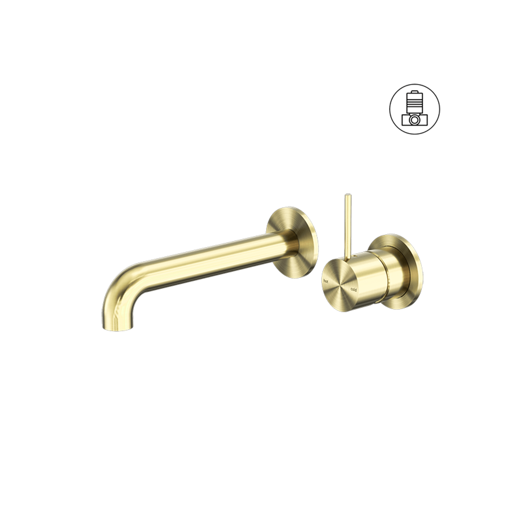 Mecca Wall Basin/Bath Mixer Separate Back Plate Handle Up 260mm Brushed Gold gallery detail image