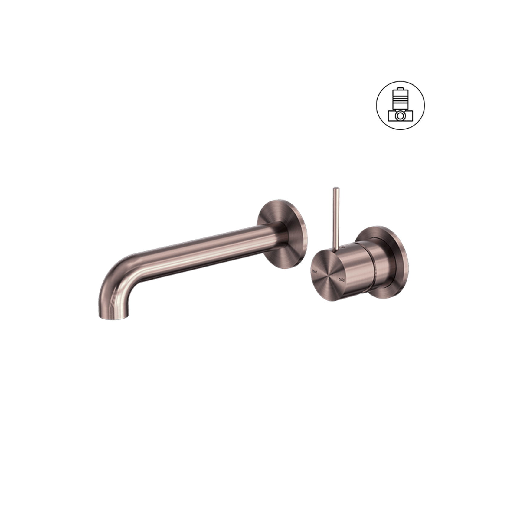 Mecca Wall Basin/Bath Mixer Separate Back Plate Handle Up 185mm Brushed Bronze gallery detail image
